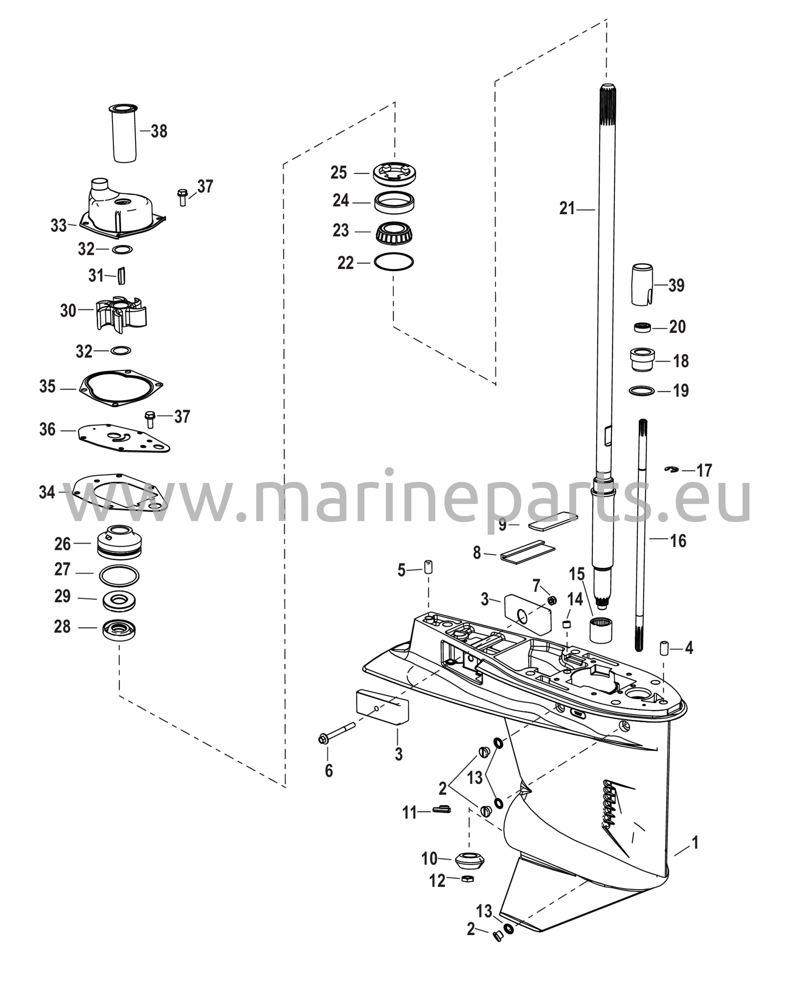 Vaihteiston kotelo voimansiirtoakselille - 1,83:1 vaihdekerroin