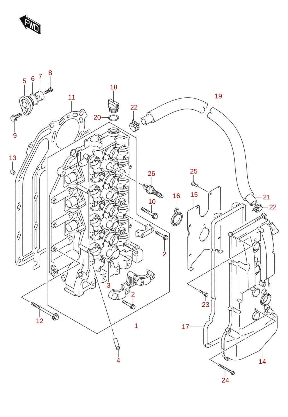 Sprængskitser for Suzuki DF100AT, DF115AT, DF140AT (E01/E11) 2020-2021 [DF140A_E11_021]