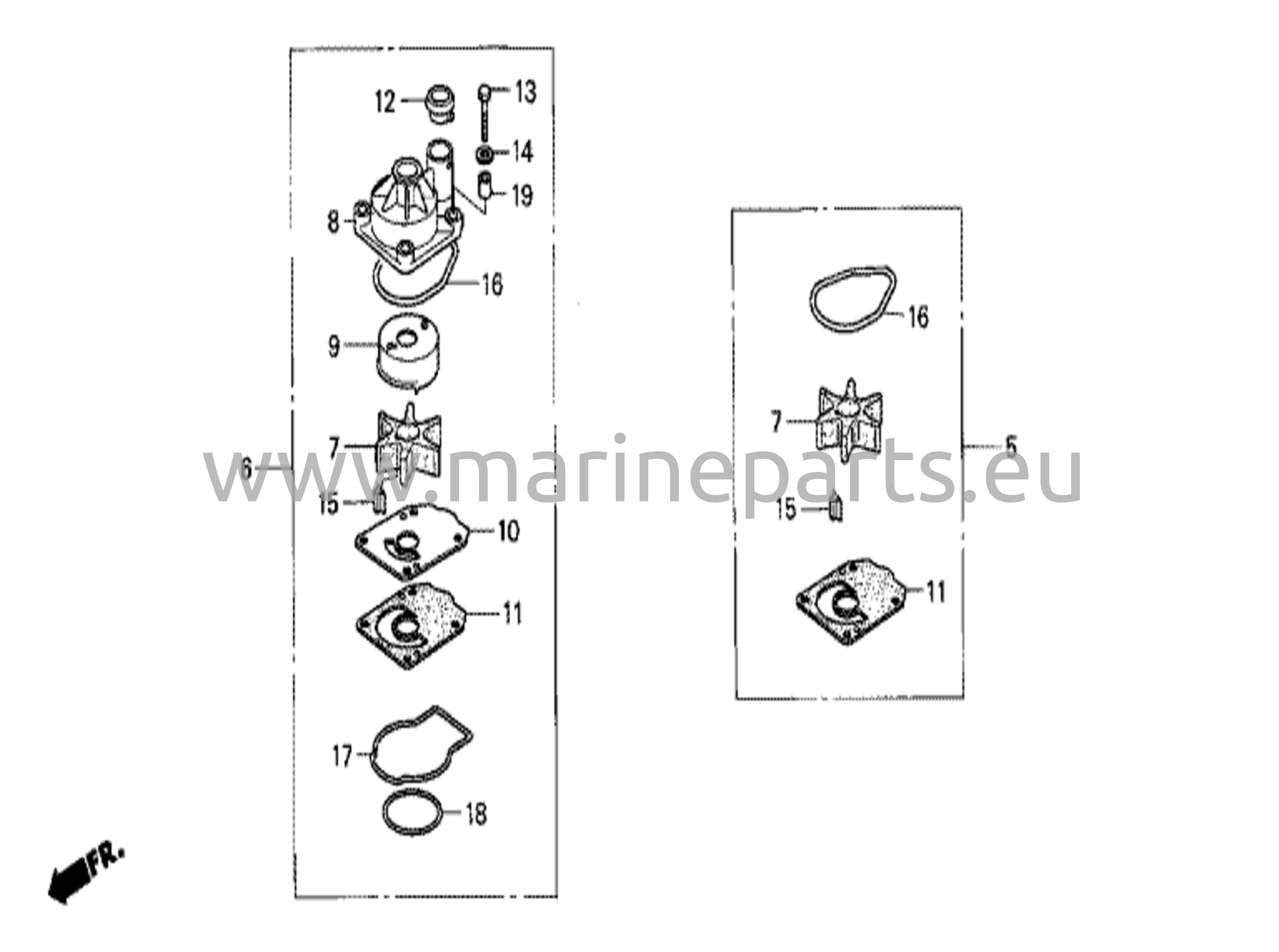 Impellersats för vattenpump