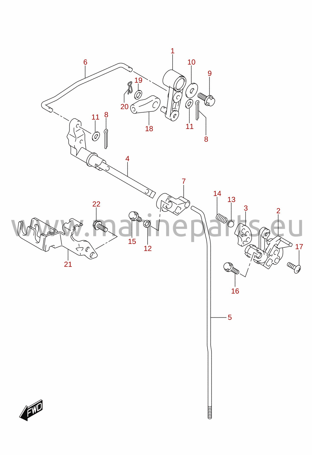 Koblingsstang (DF15AR, DF20AR, DF20AT, DF9.9BR, DF9.9BT)