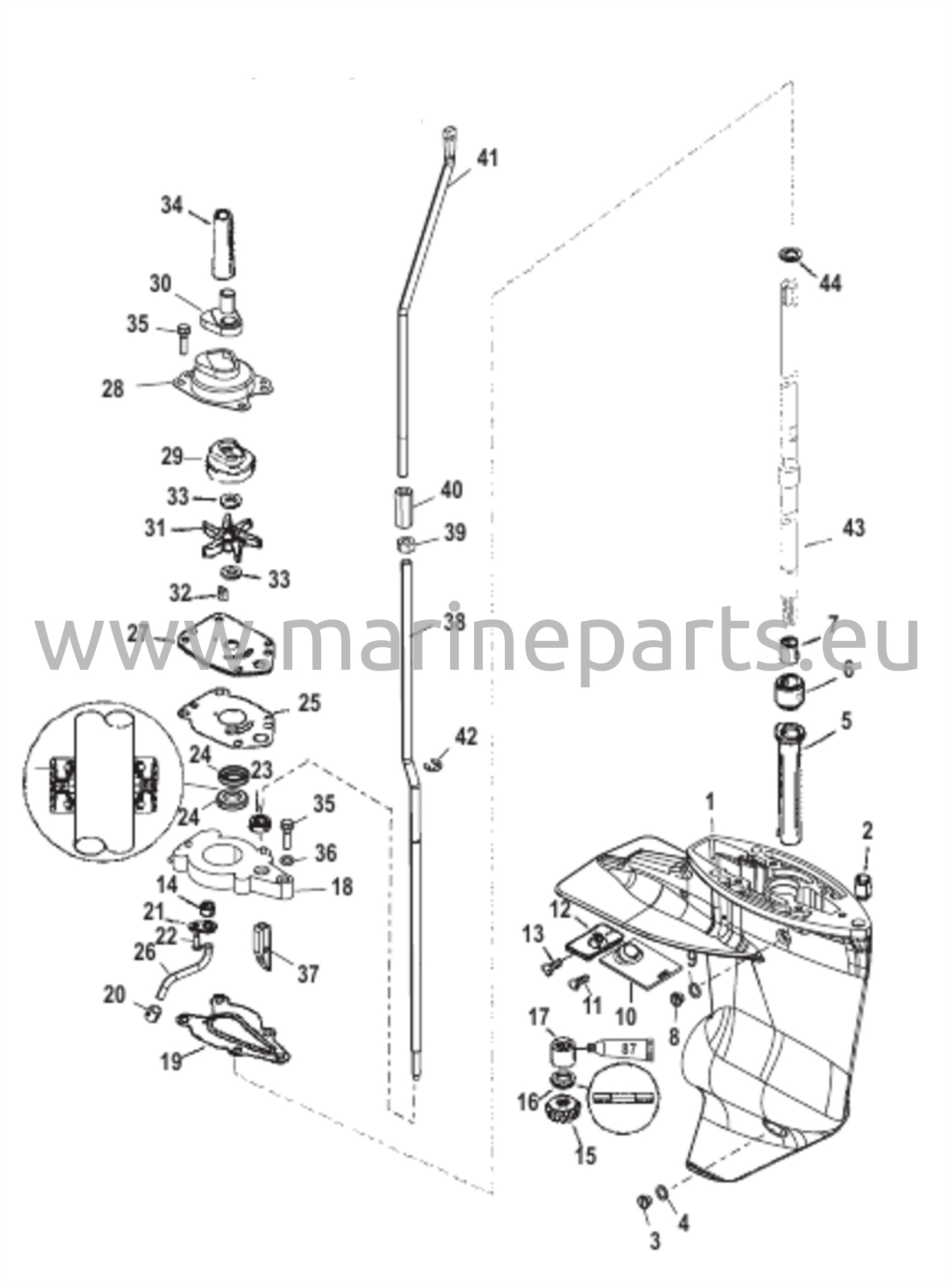 Vaihteiston kotelo (voimansiirtoakseli) (2,00:1 vaihdekerroin)