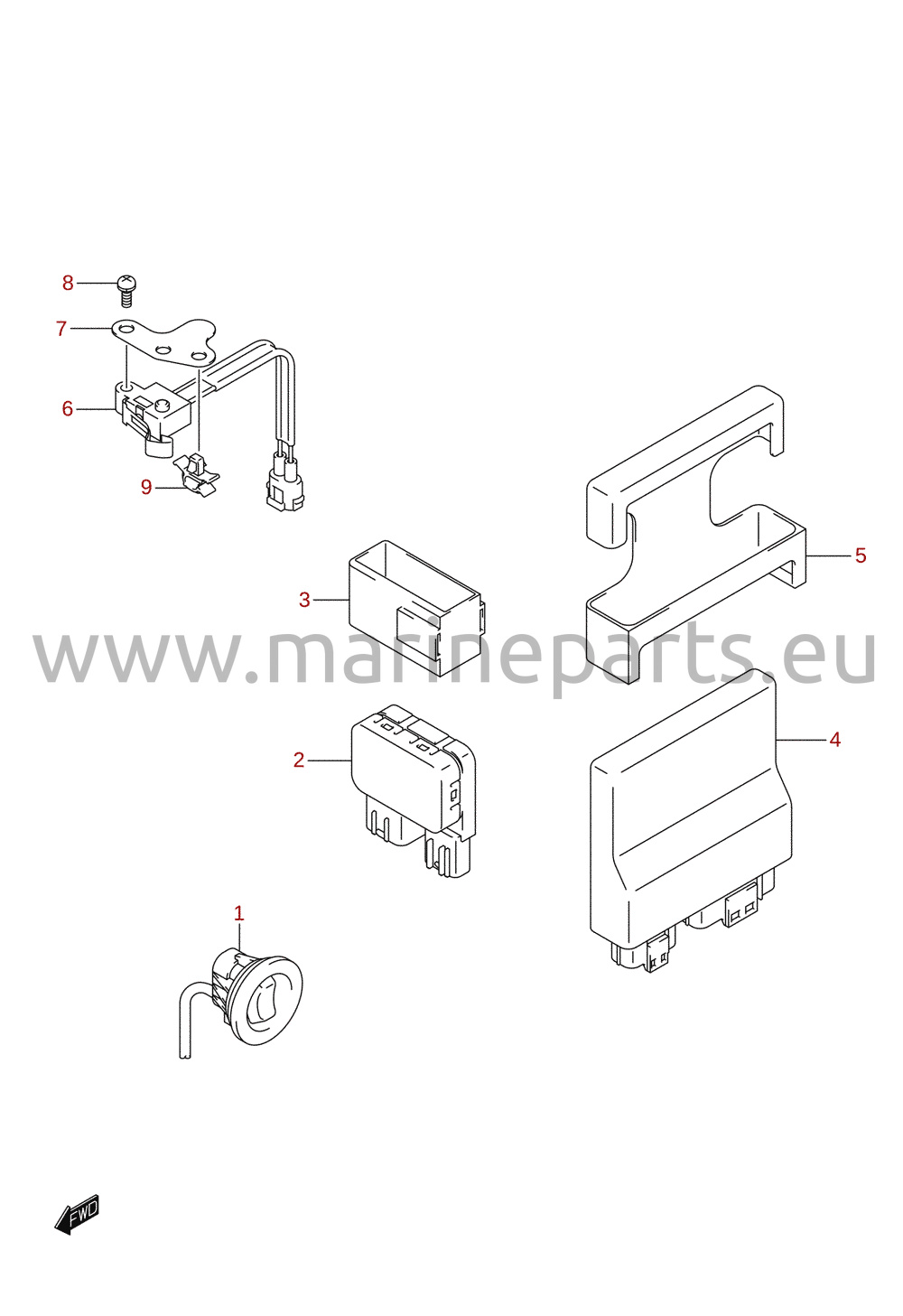PTT switch / engine control unit (DF115)