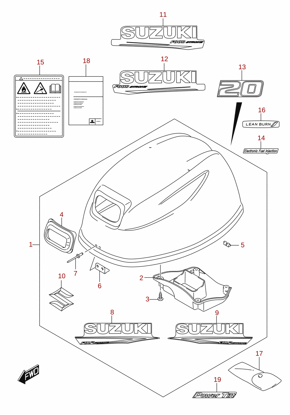 Capot moteur (DF20) 3/4