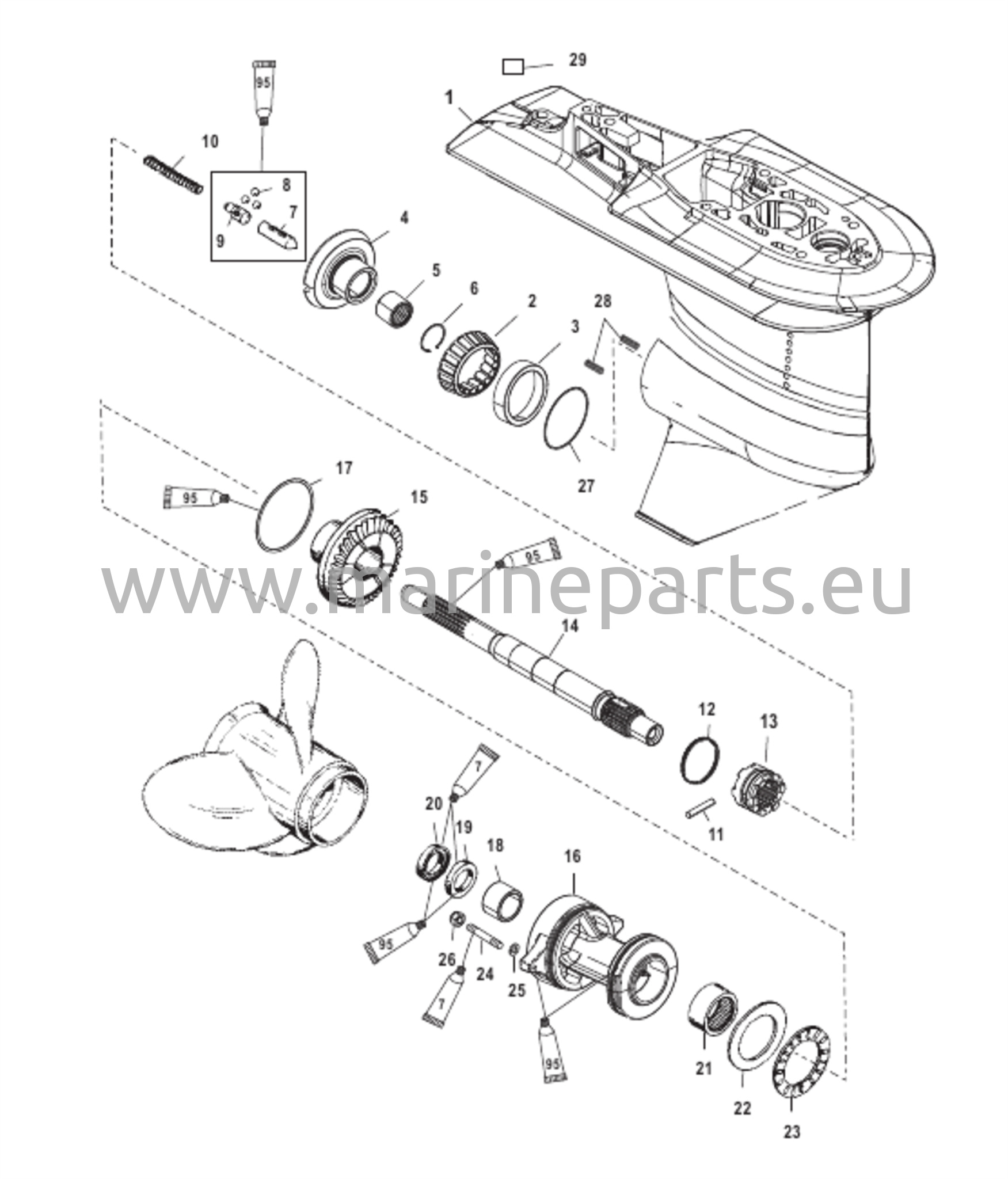 Vaihteiston kotelo (voimansiirtoakseli) (2.07:1) (sarjanumero 0T590054 ja siitä eteenpäin)