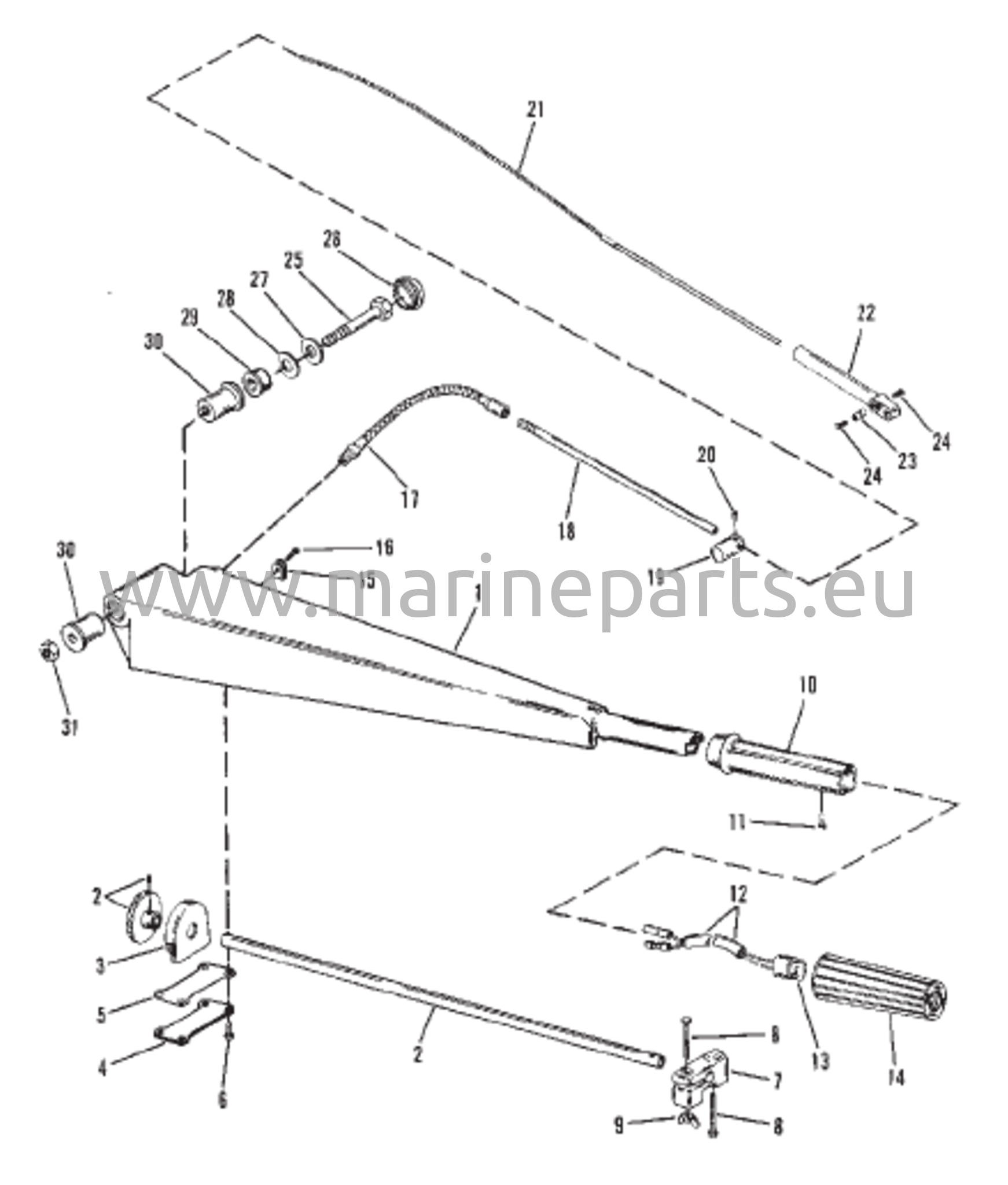 Ohjauskahvan osat (ohjausvarrella)