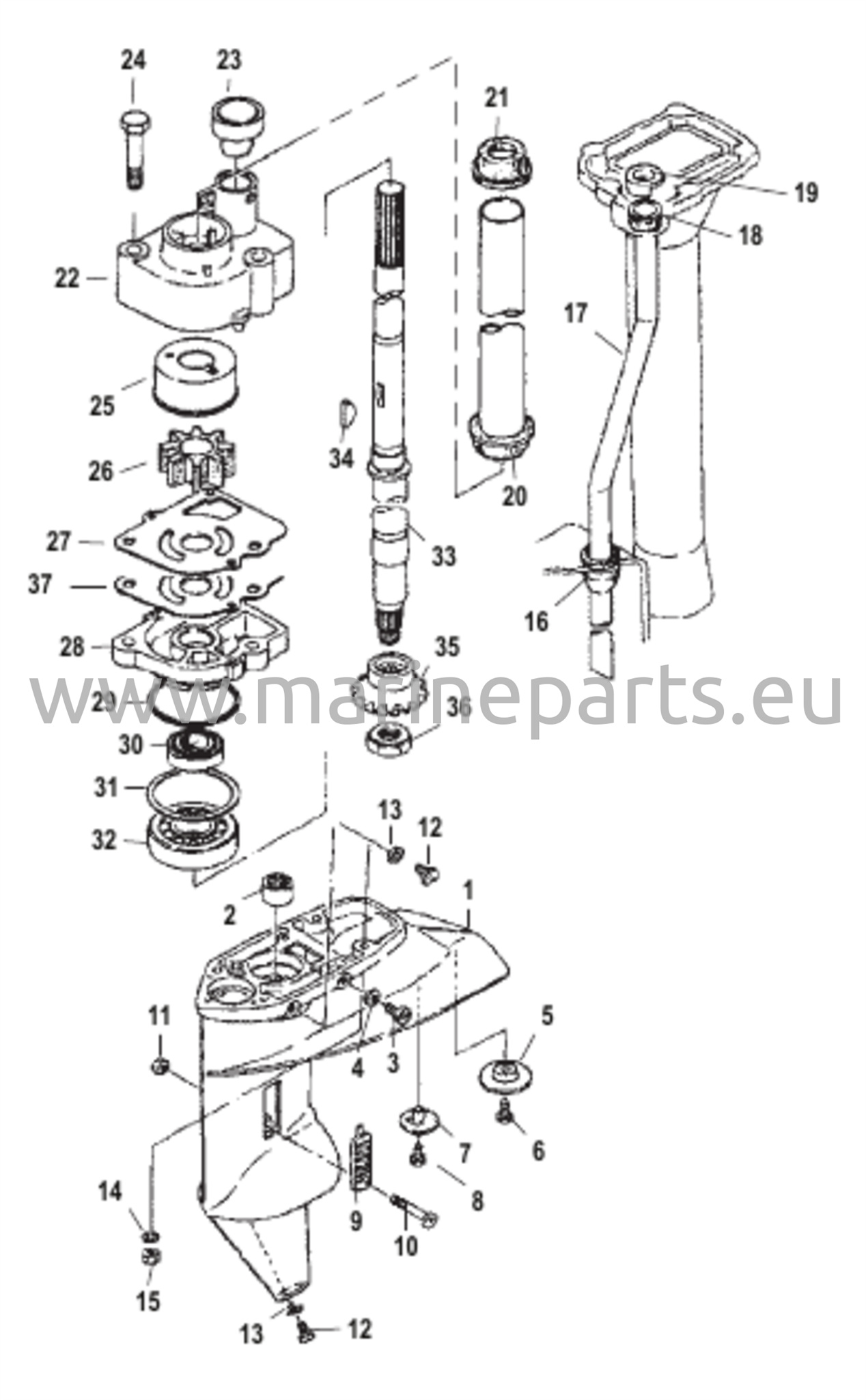 Vaihteiston kotelo voimansiirtoakseli