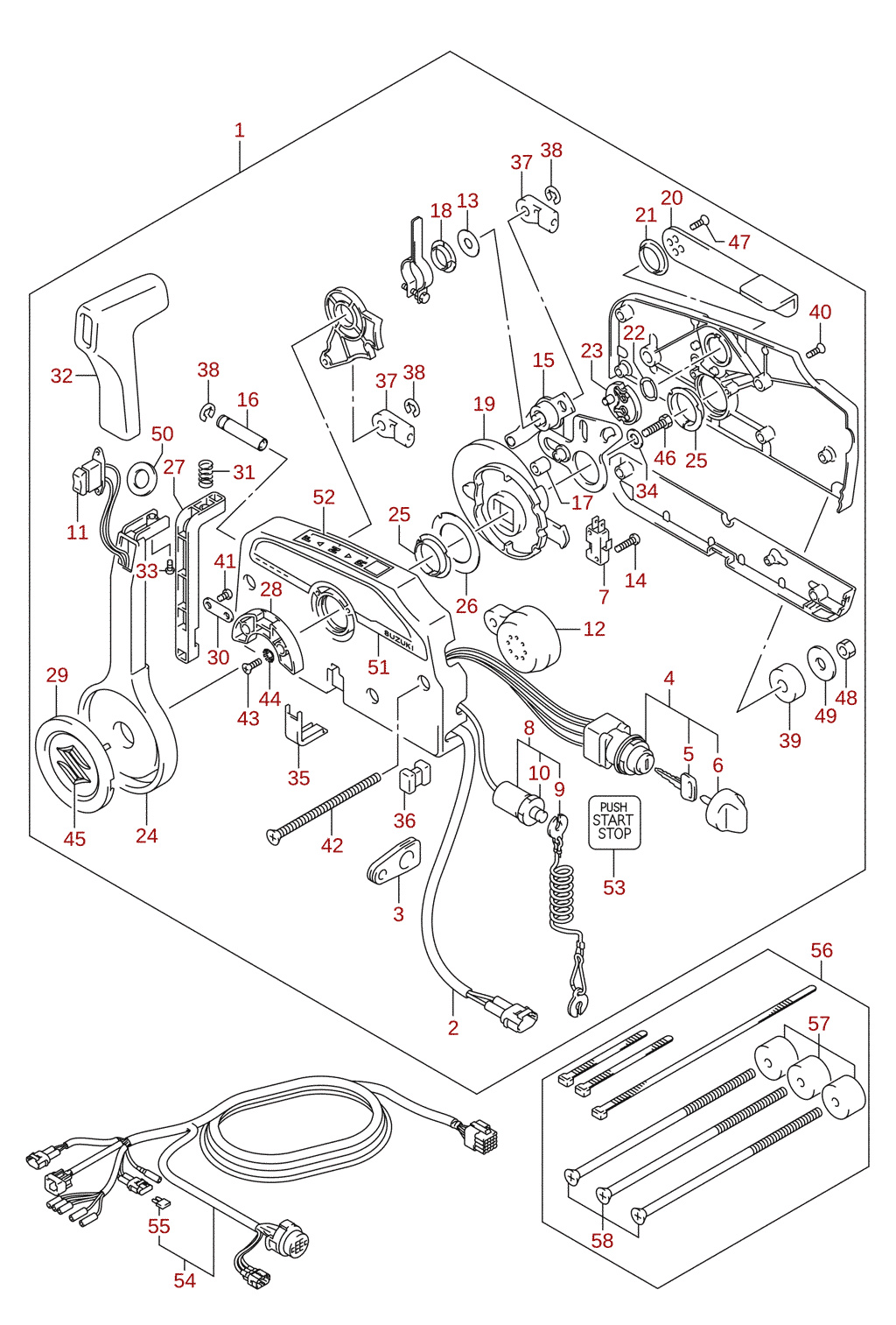 Remote control (1) (DF100AT, DF115AT, DF115AZ, DF140) (optional)