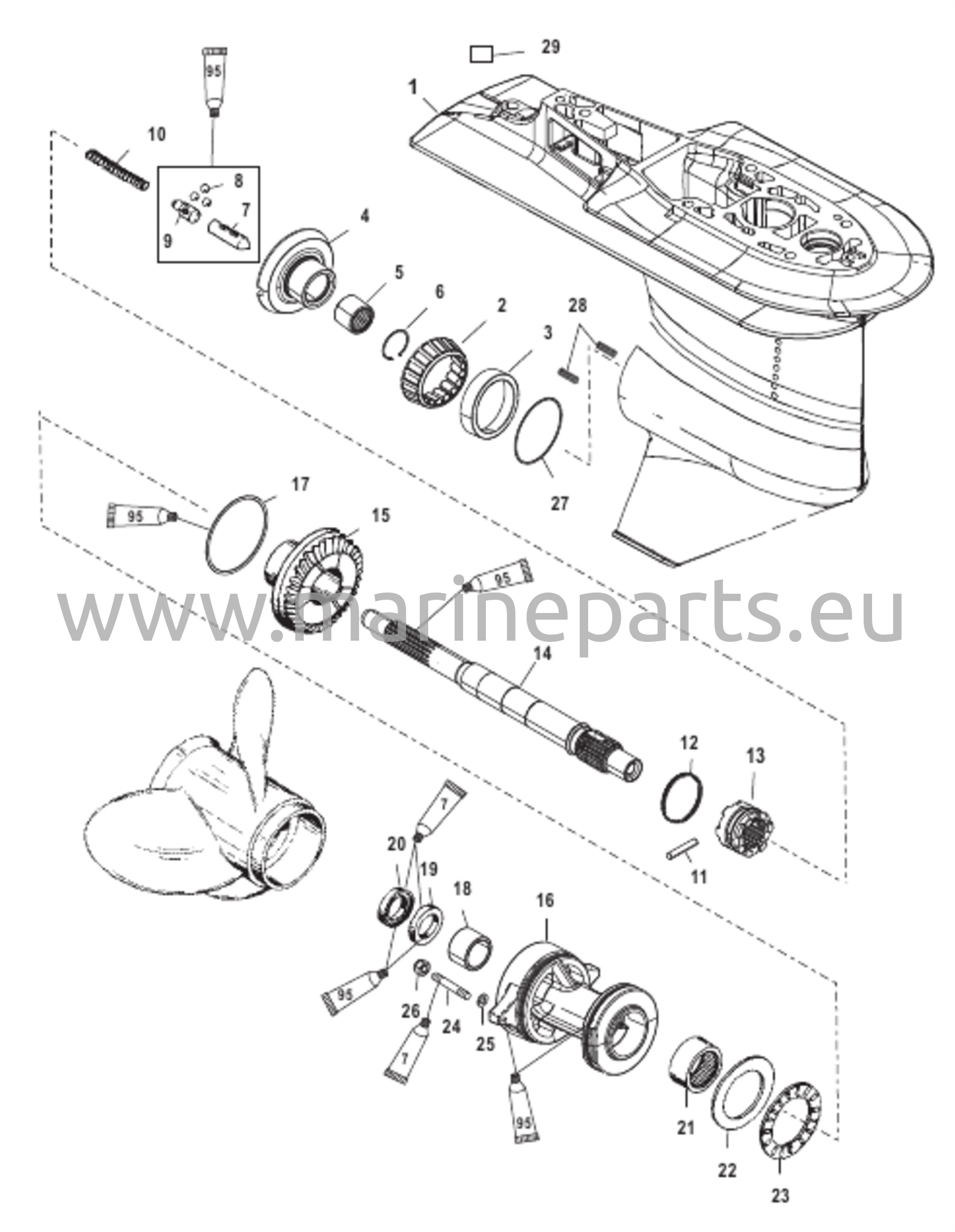 Vaihteiston kotelo Prop 2.31:1 USA0T627234/BEL0P215631 ja alemmat