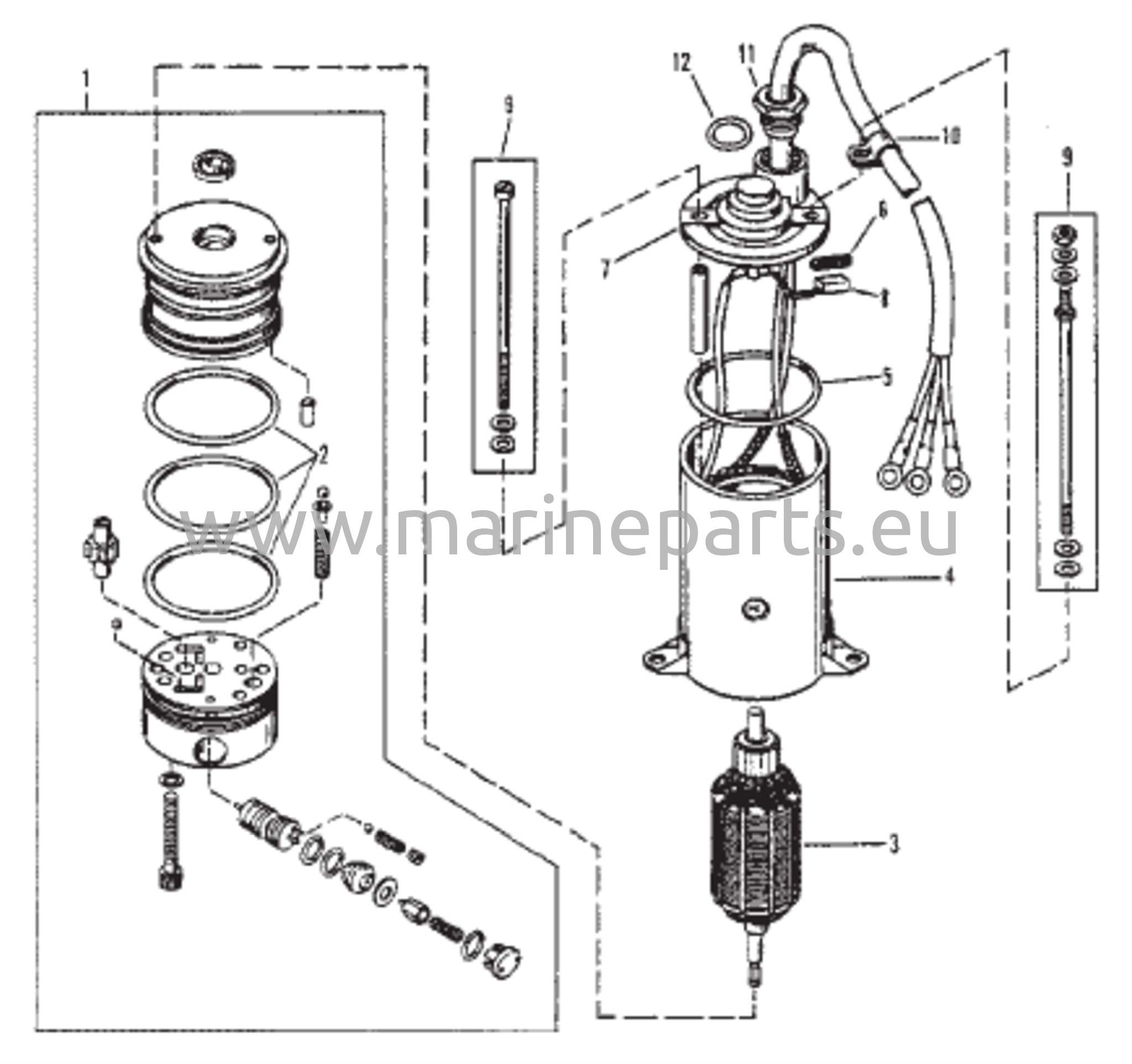 Power Trim Pump (Prestolite Round Motor) 