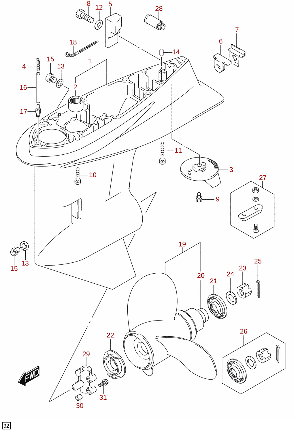 Gear case (DF60) 2/2