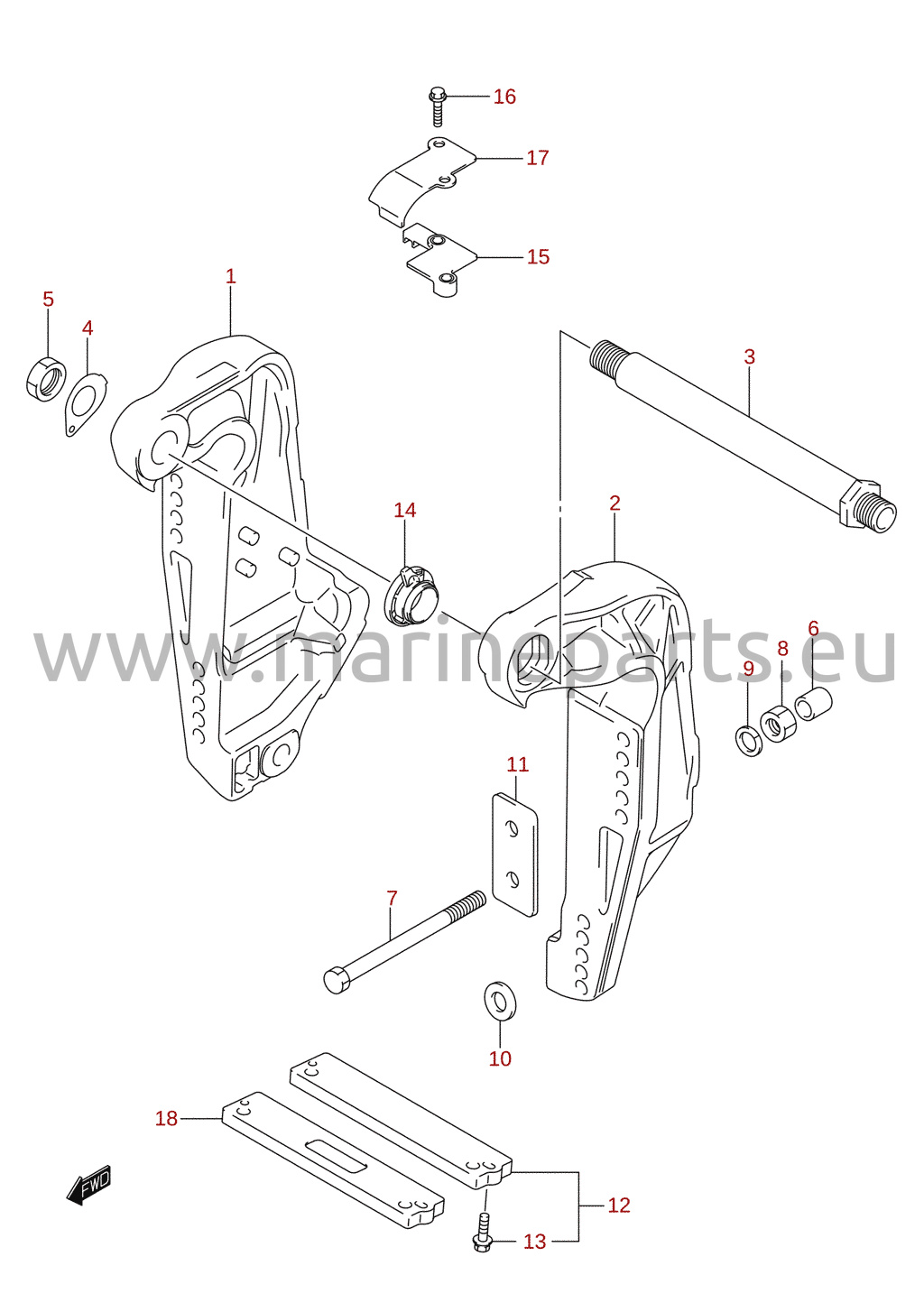 Spejlbeslag (DF150T, DF150Z, DF175T, DF175Z)