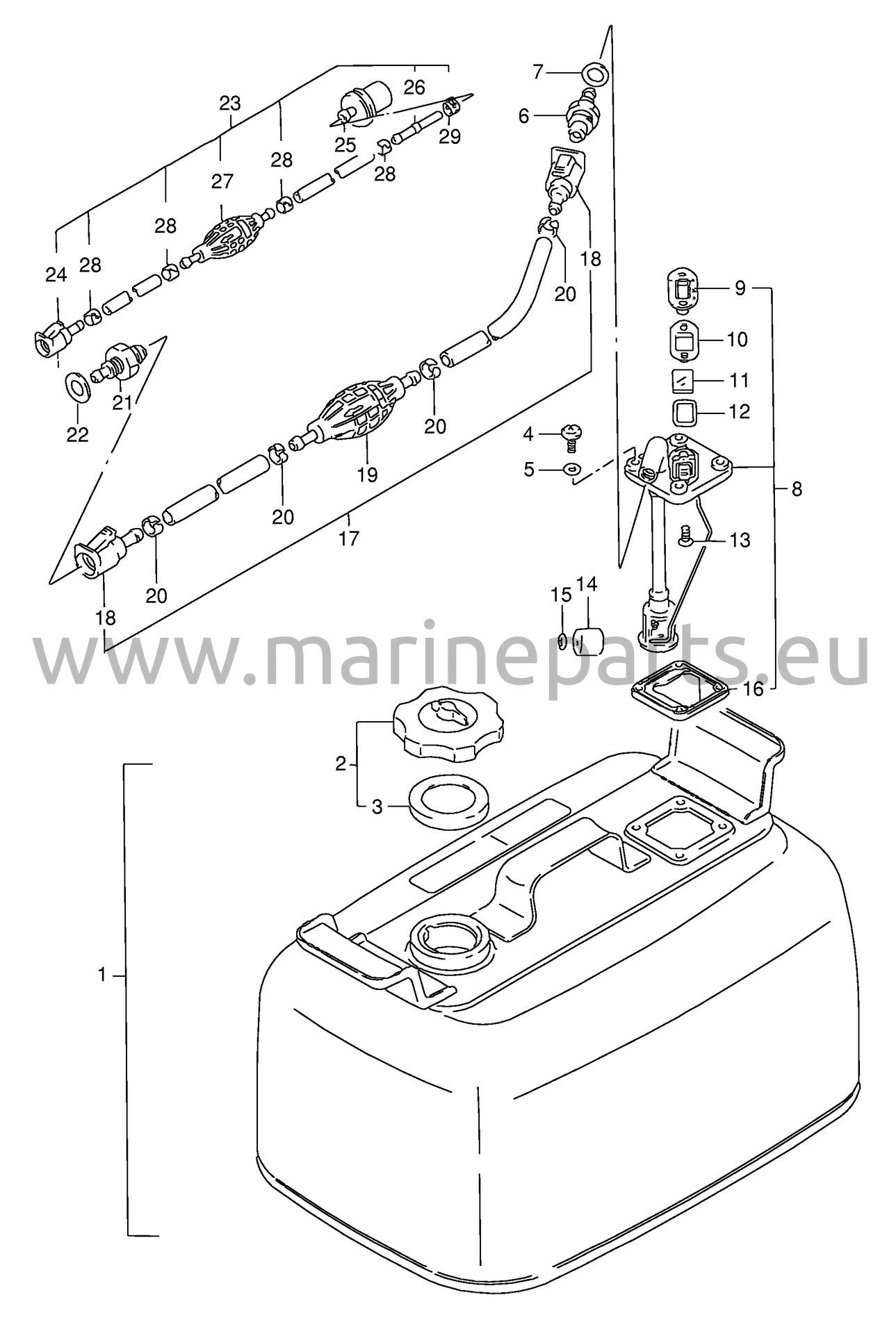 Brændstoftank (–231152 / –231136) (DT115, DT140)