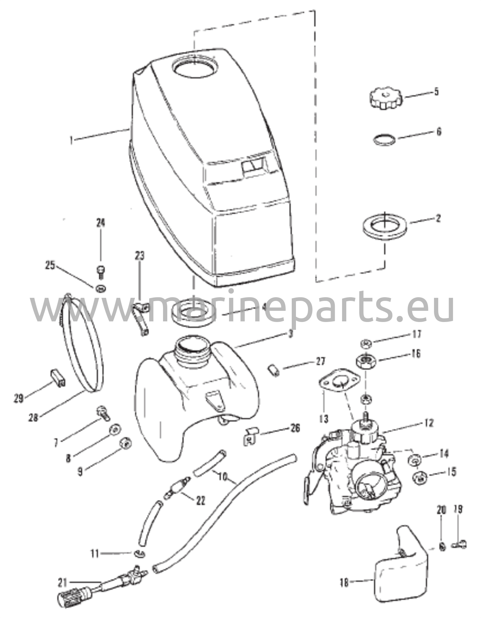 Top Cowl, Fuel Tank and Carburetor