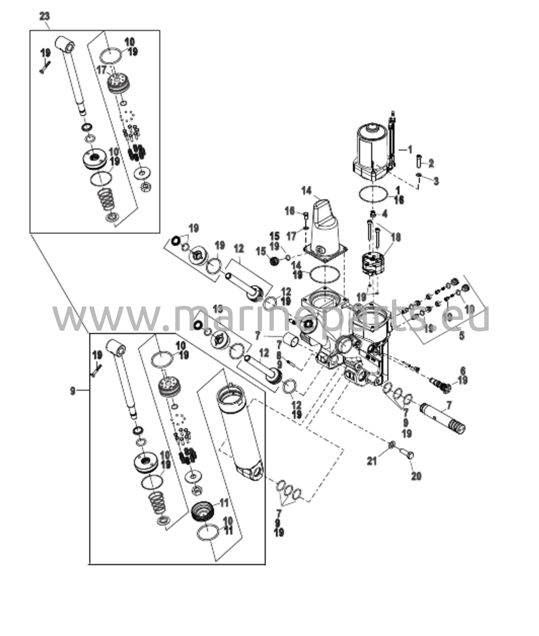 Power Trim -komponentit Muovinen moottorin kotelo