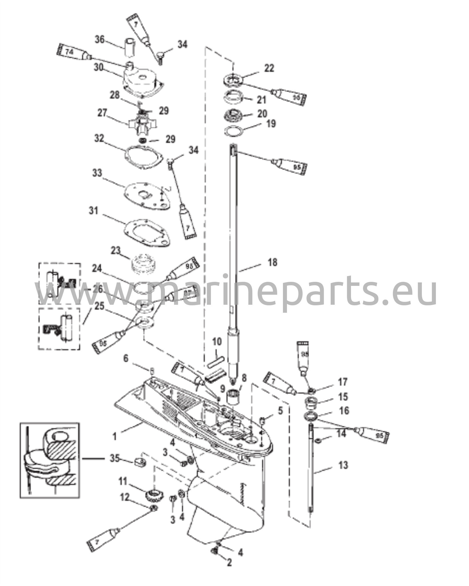 Vaihteiston kotelo (voimansiirtoakseli) (1,83:1 vaihdekerroin)