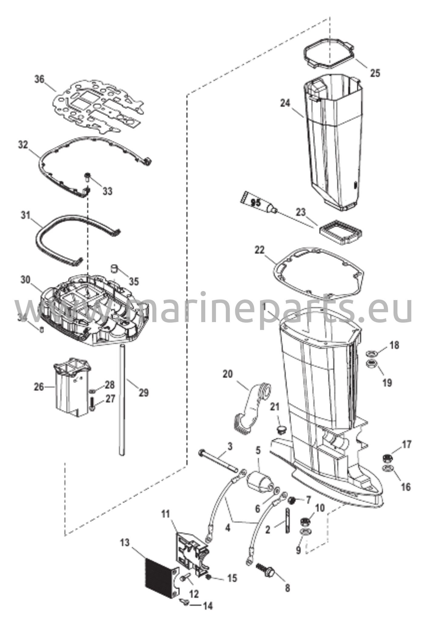 Driveshaft Housing and Exhaust Tube 