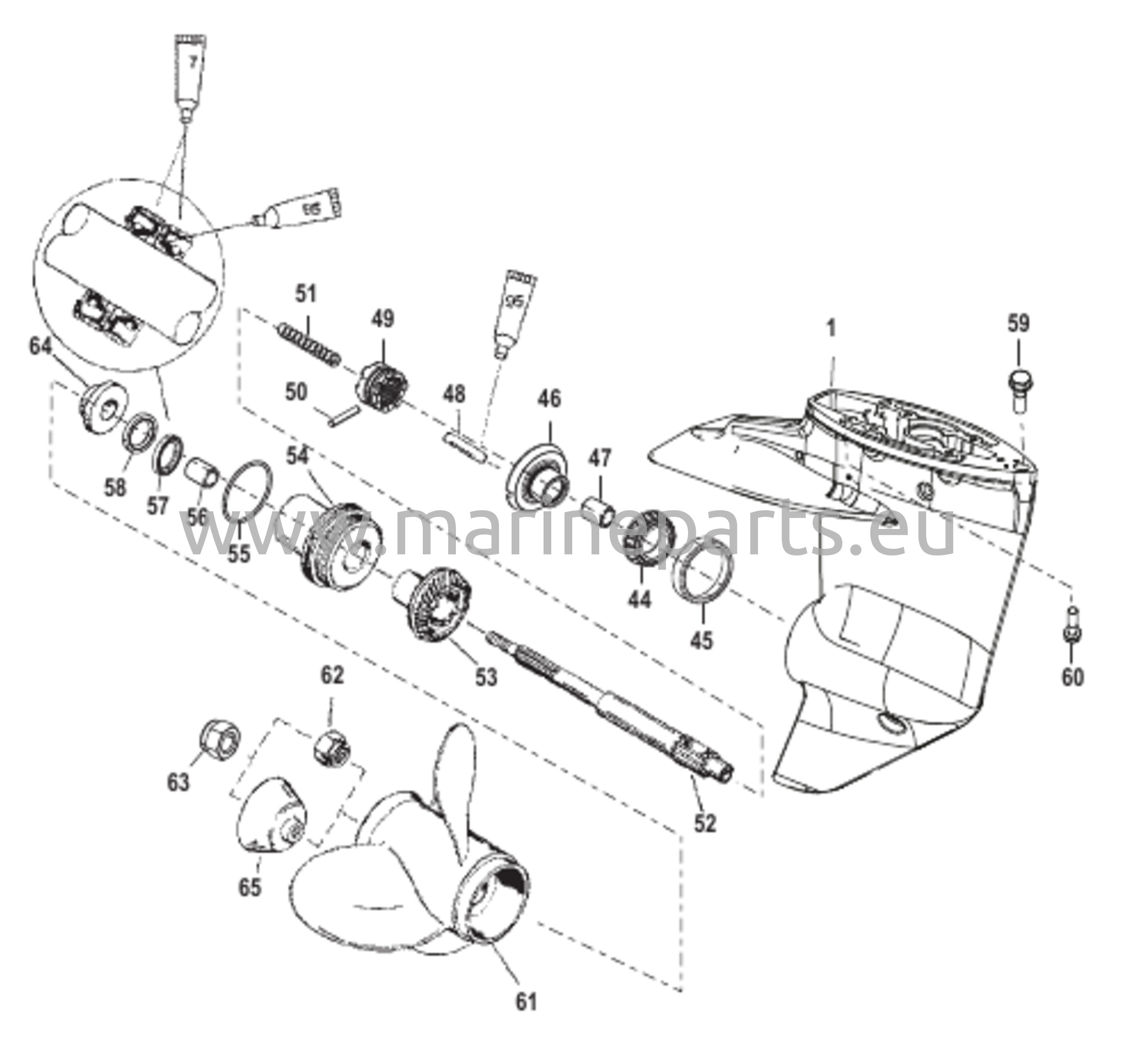Vaihteiston kotelo potkurin akselille - 2.00:1 vaihdekerroin