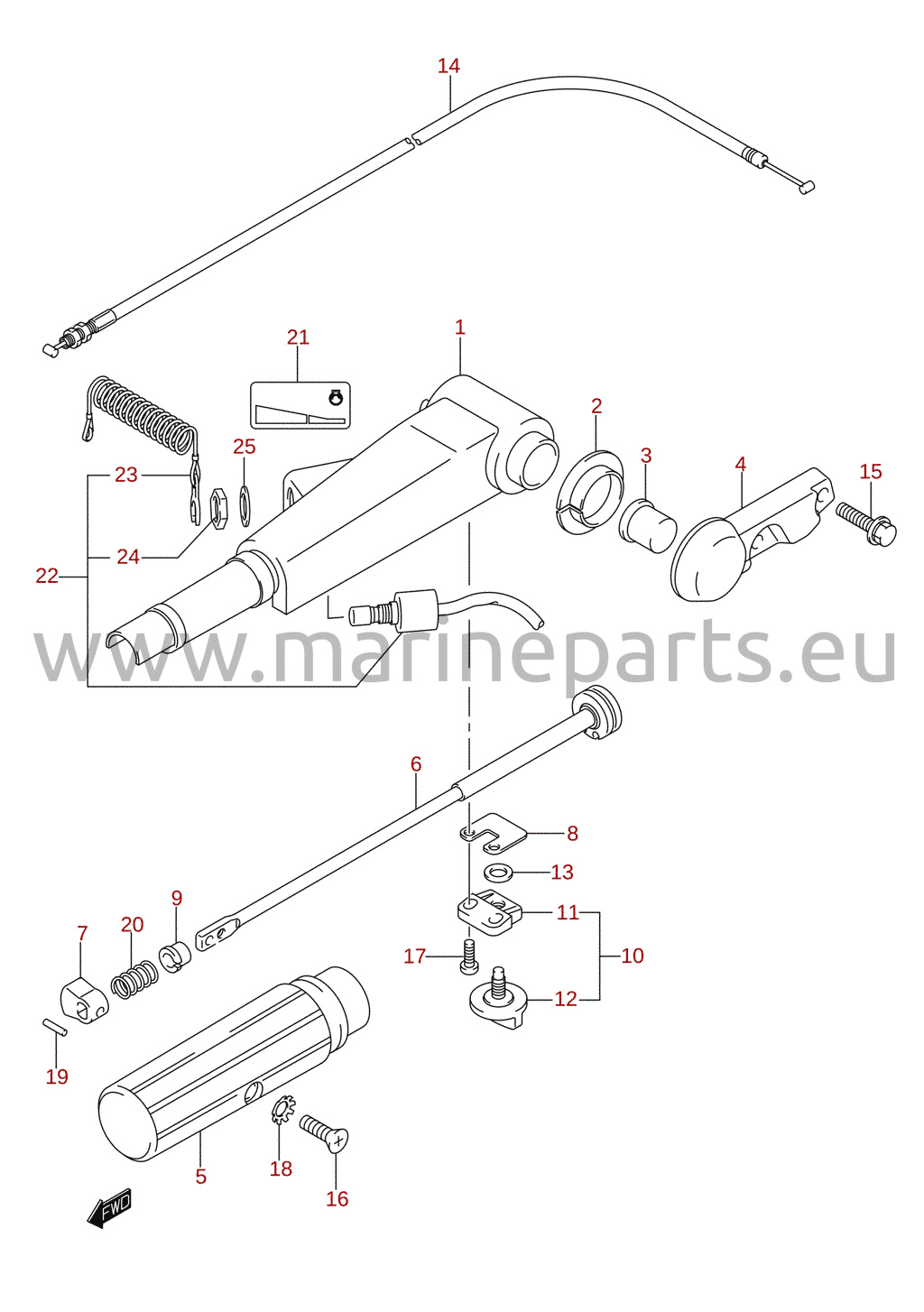 Tiller handle (2005–2011)
