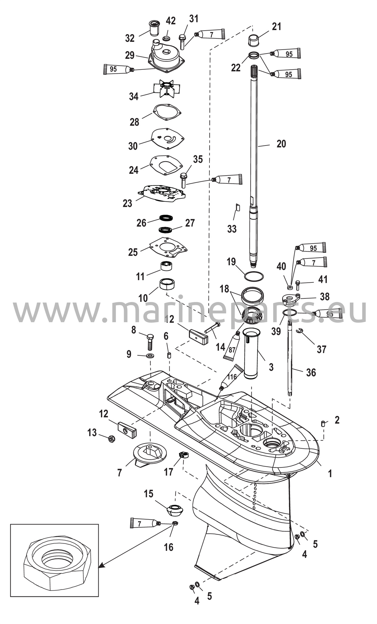 Vaihteiston kotelo Drive-2.31:1-USA-0T625303 ja alla oleva