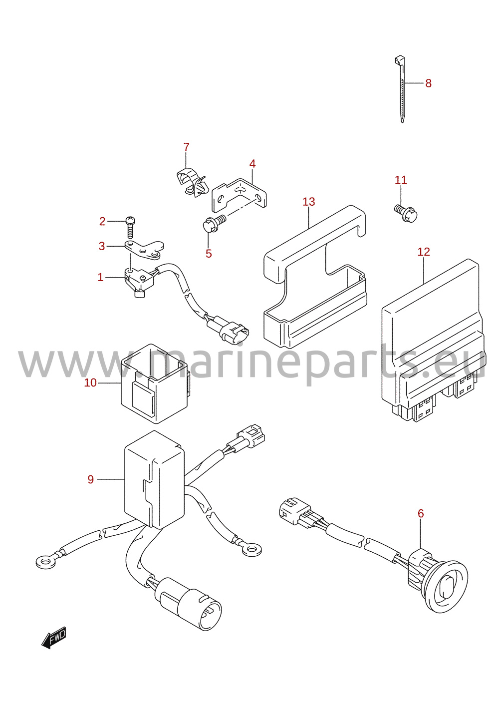 PTT switch / engine control unit (DF80A)