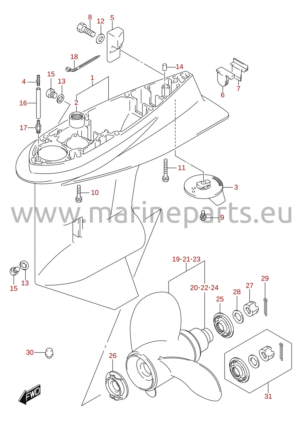 Gear case (DF115AT, DF140AT)
