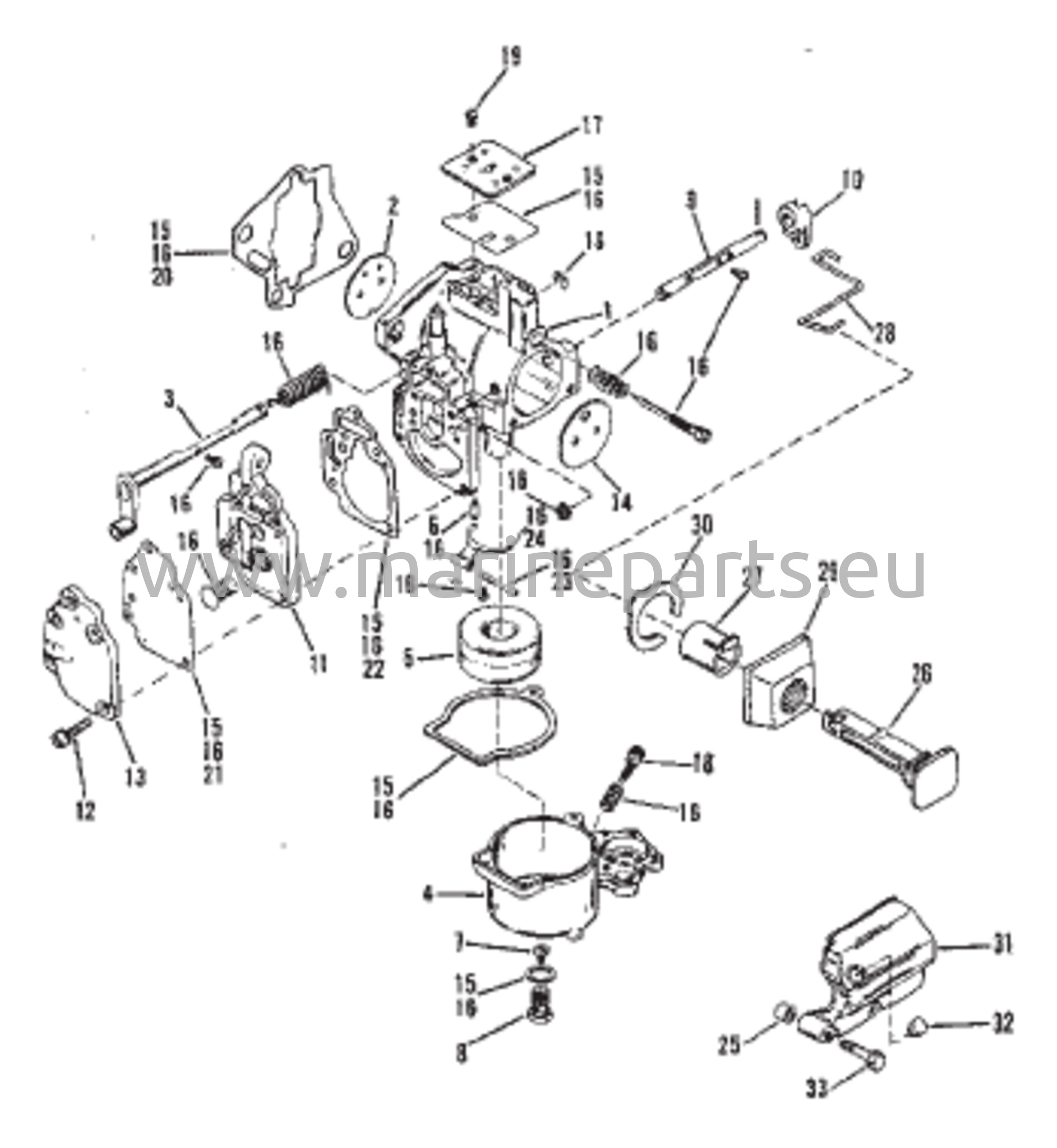 Carburetor (SeaPro/Marathon 25/ Super15) 