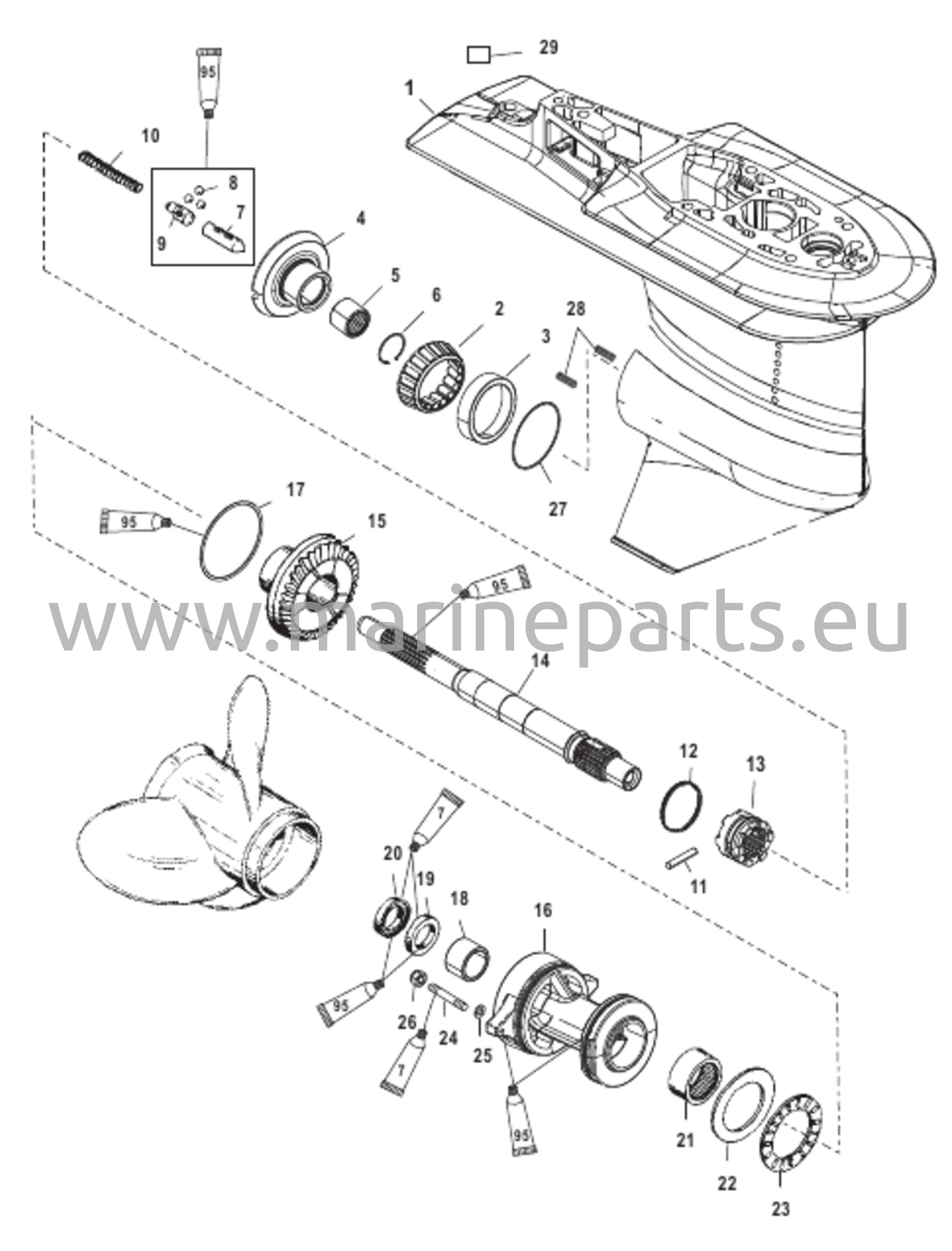 Vaihteiston kotelo potkurivarsille - 2,07:1 vaihdekerroin