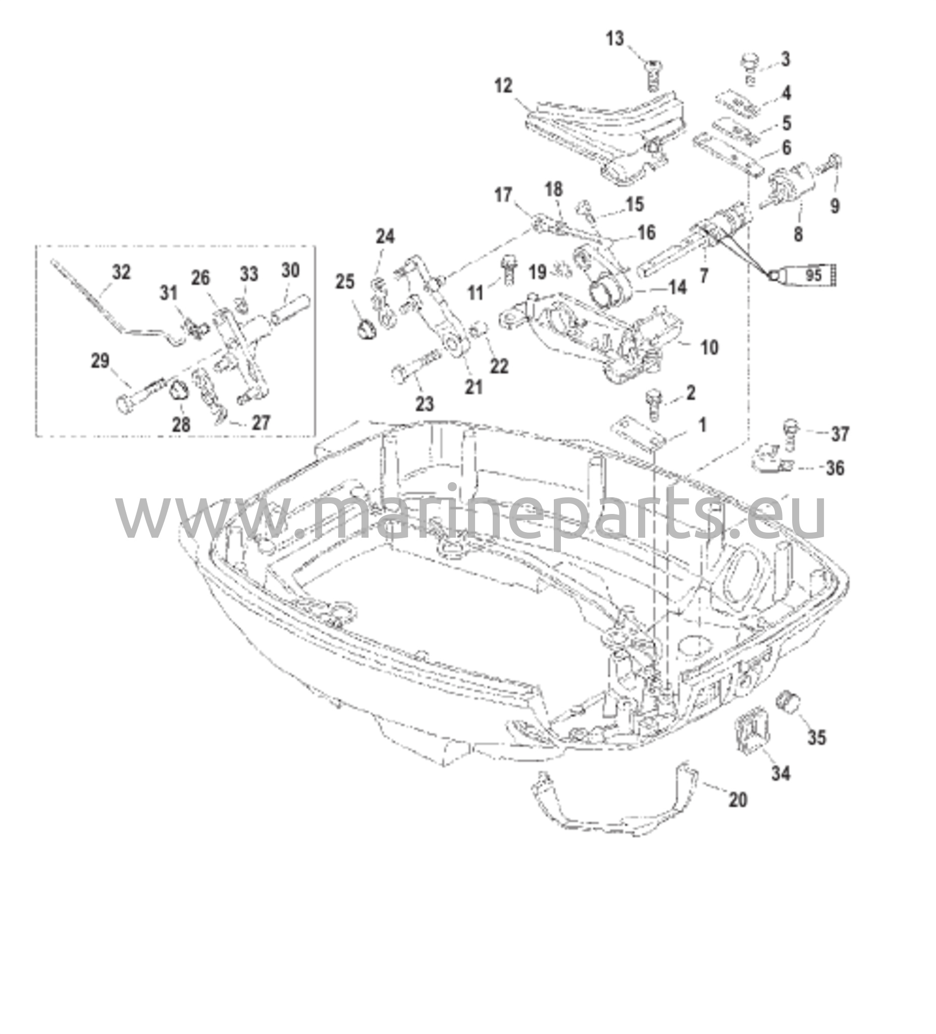 Kaasu-/Vaihteensiirtovivusto (mallit ilman kahvaa)