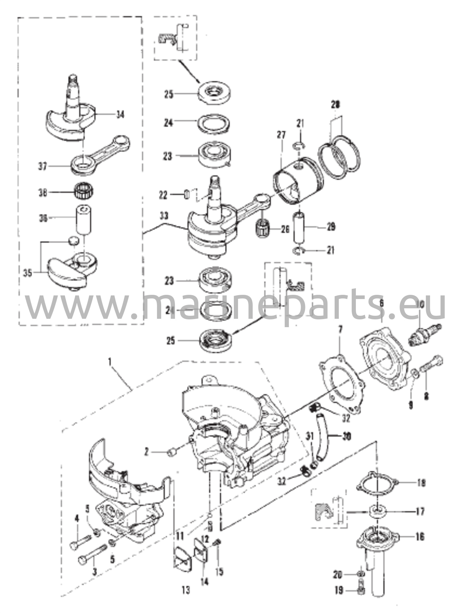 Sylinterilohko/Kampiakseli/Mäntä