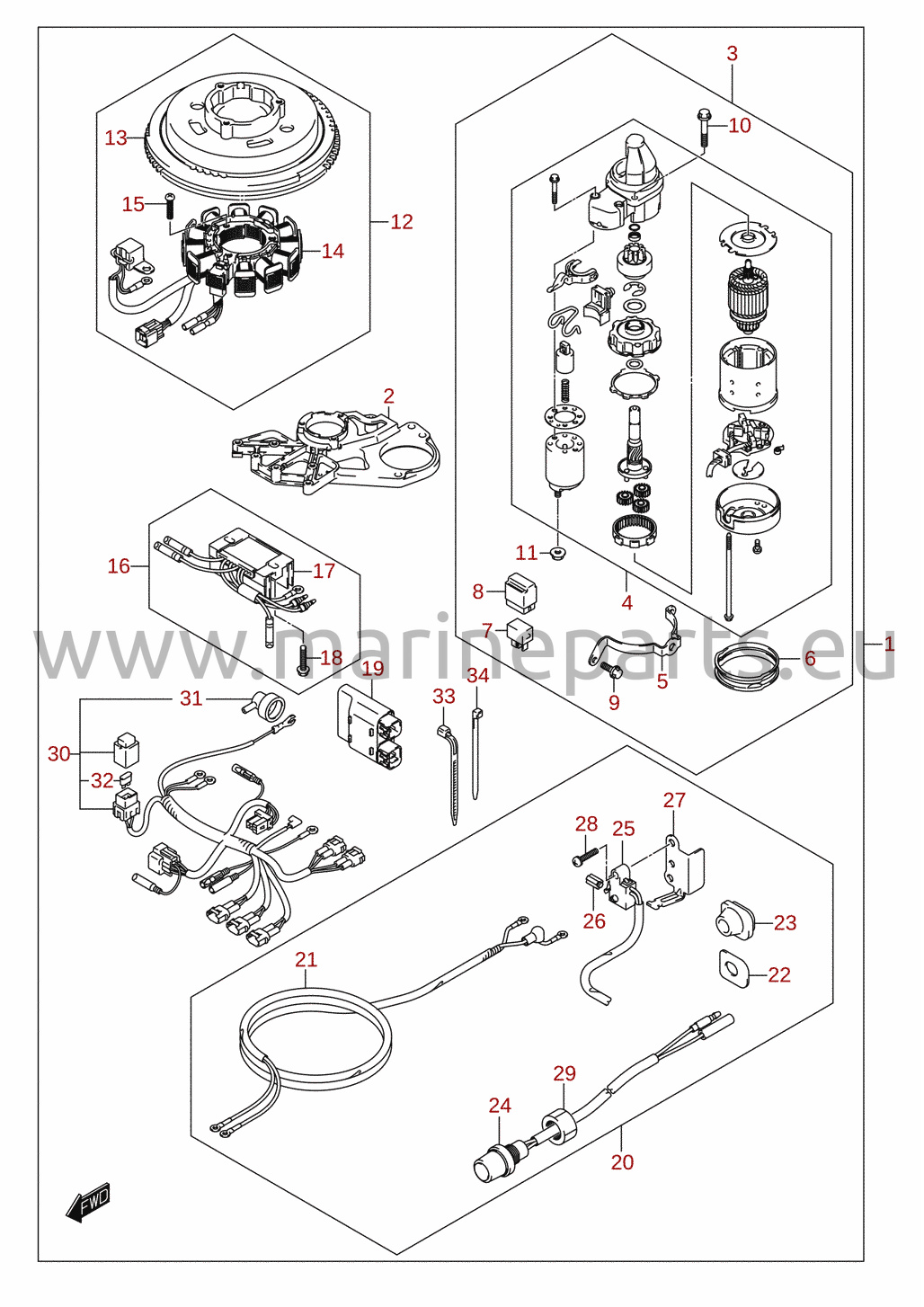 Startmotor (M-starter) (DF8A, DF9.9A) (ekstraudstyr)