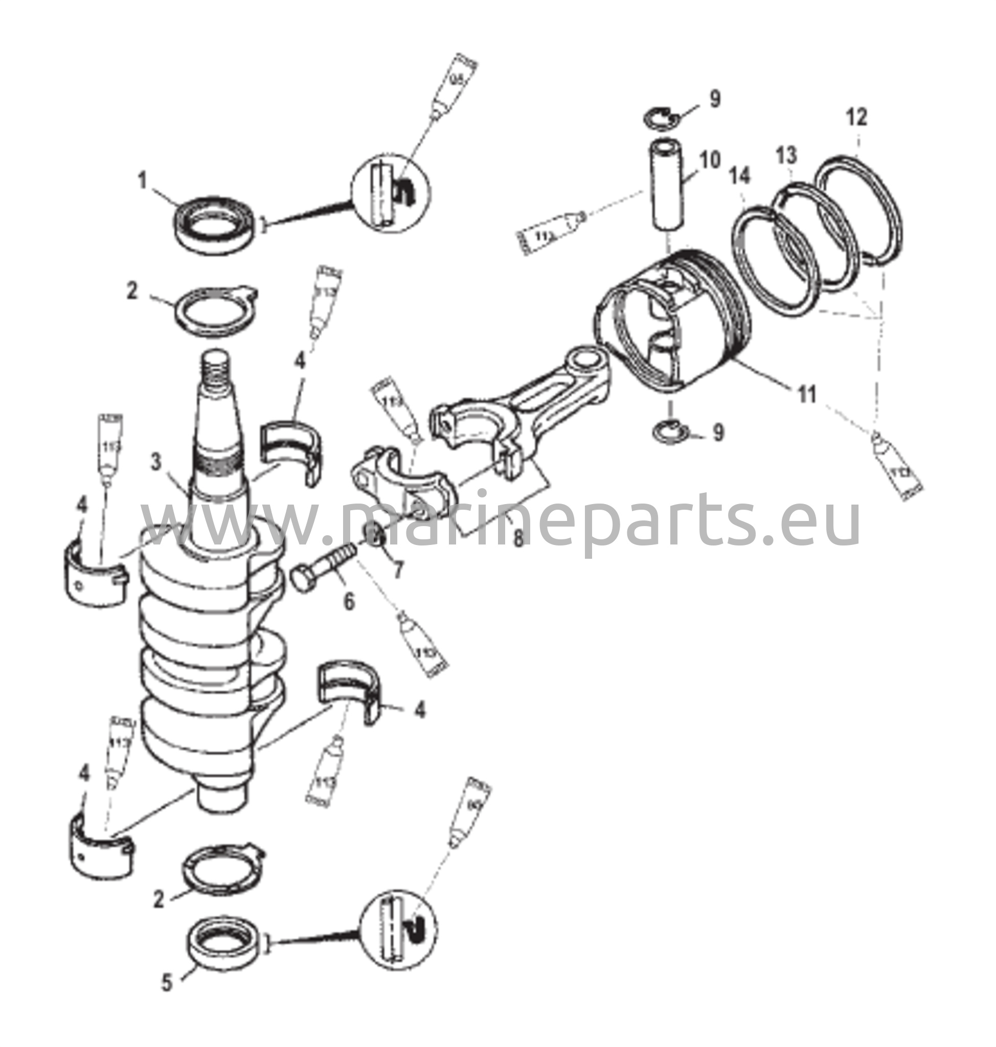 Kampiakseli, männät ja yhdystangot