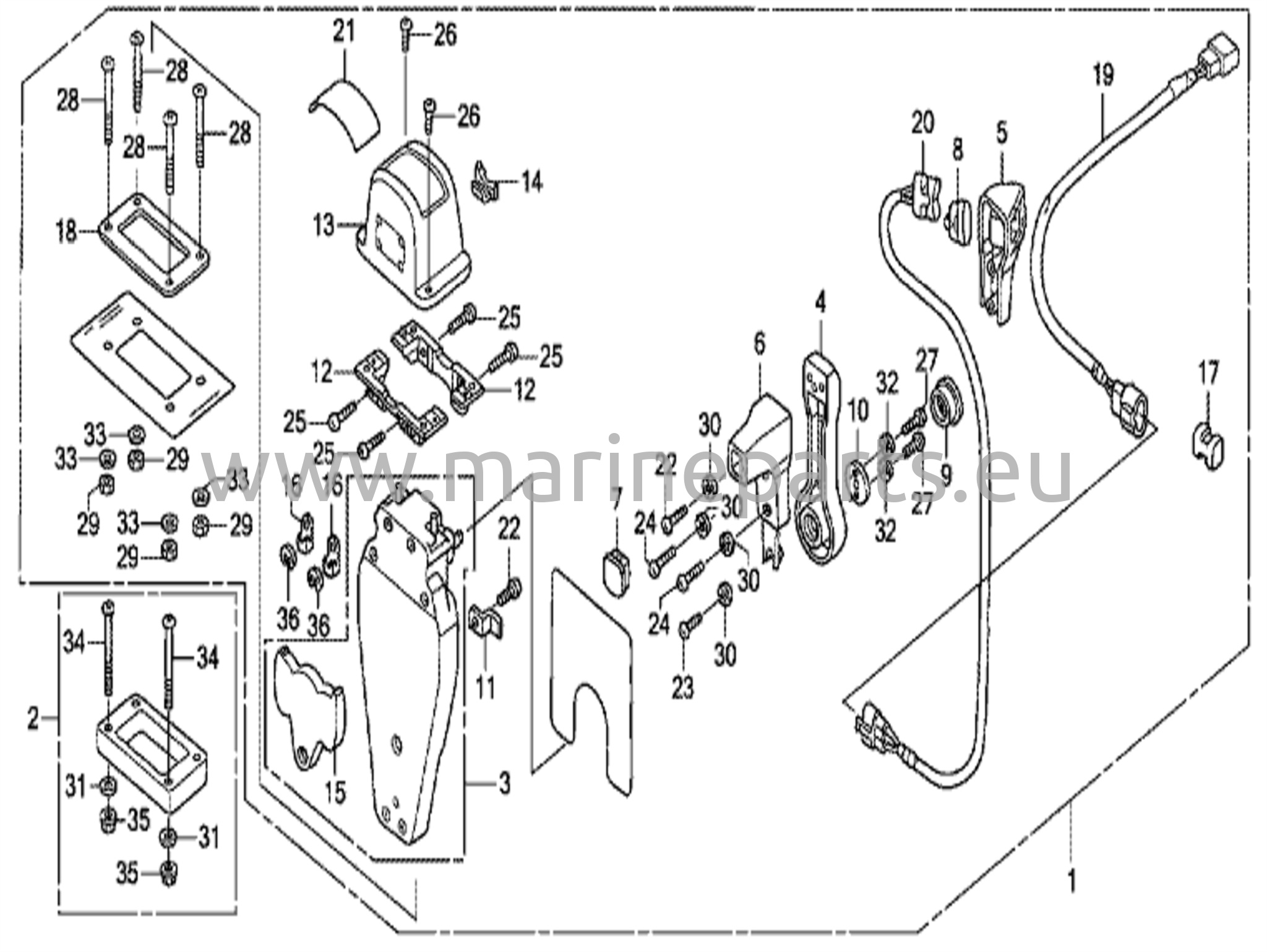 Kaukosäädin (yläkiinnitys yksittäistyyppi) (vasen)