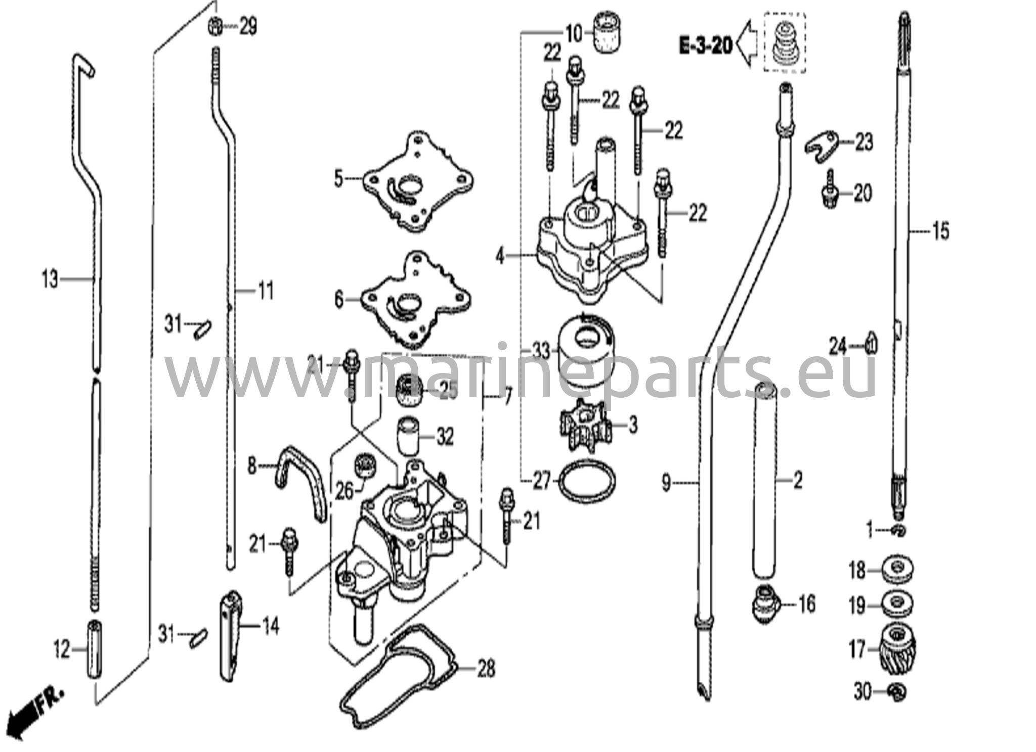 Vattenpump/vertikal axel (storlek L, S)