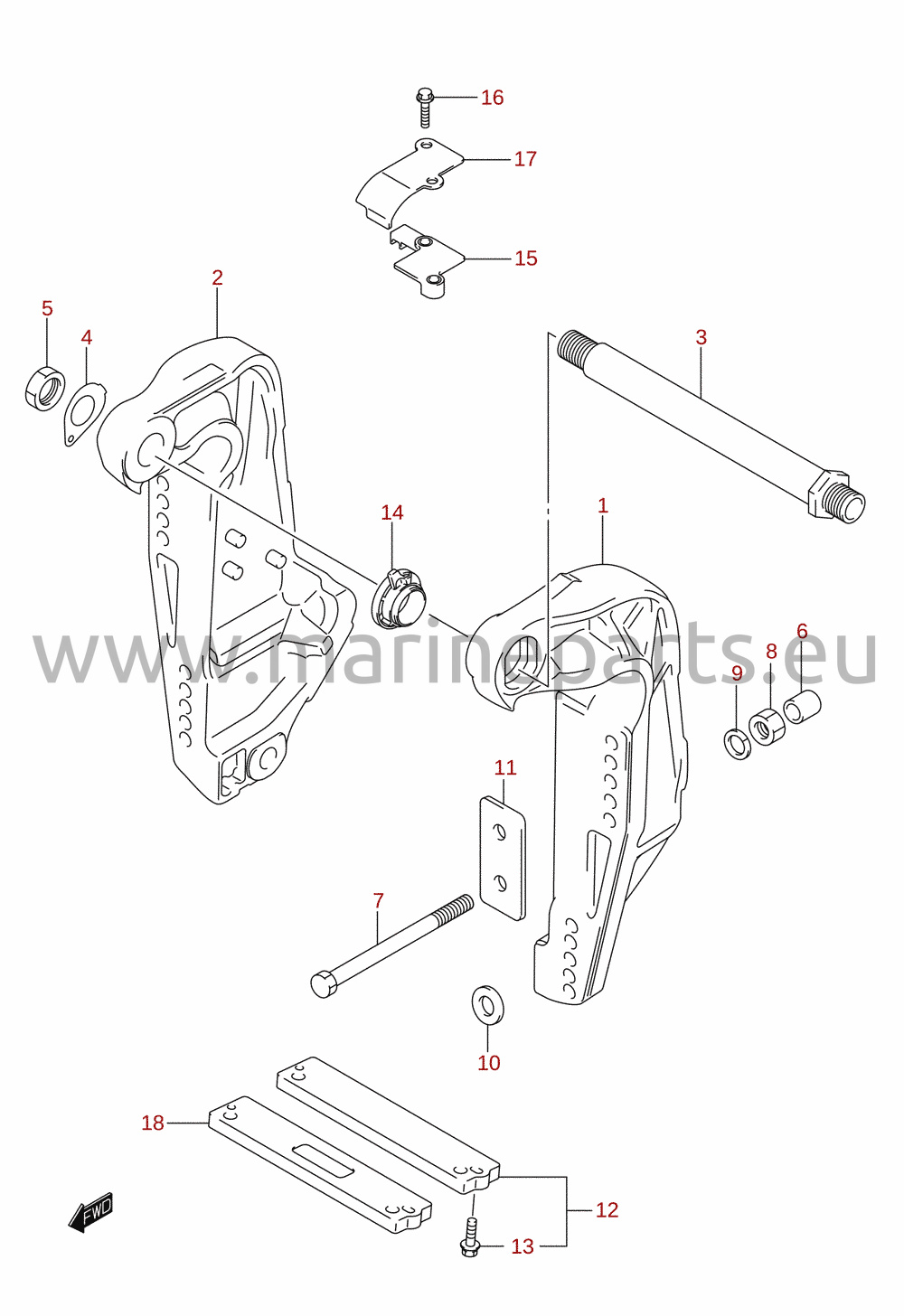 Peräpeilikiinnike (L-transom) (DF200T)