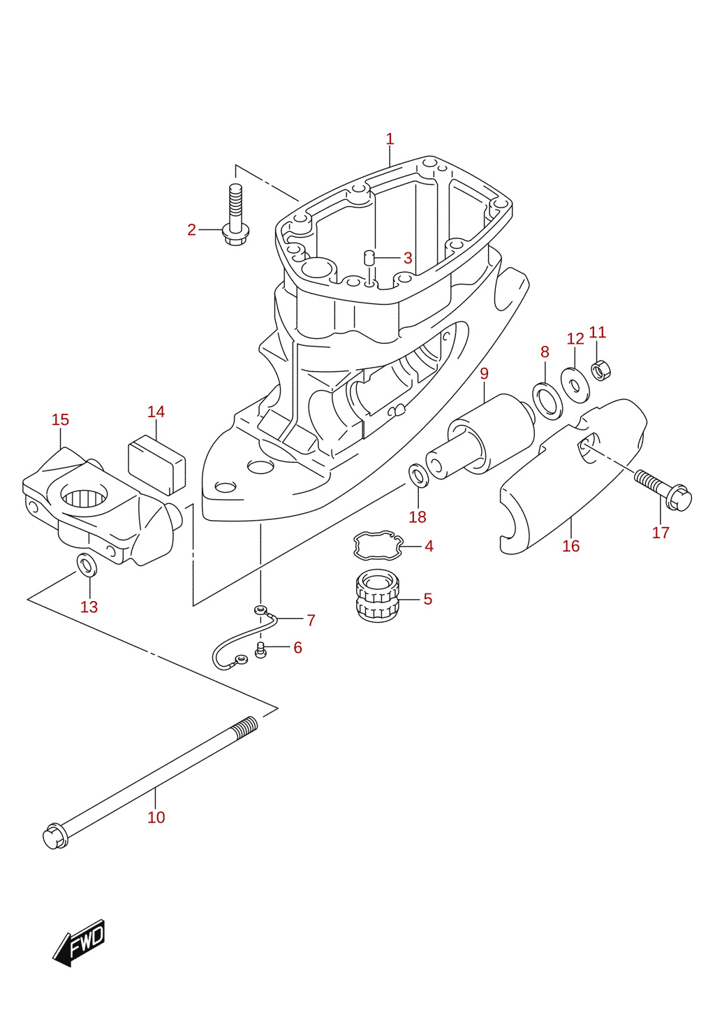Drive shaft housing (DF115AT, DF115AZ, DF140)