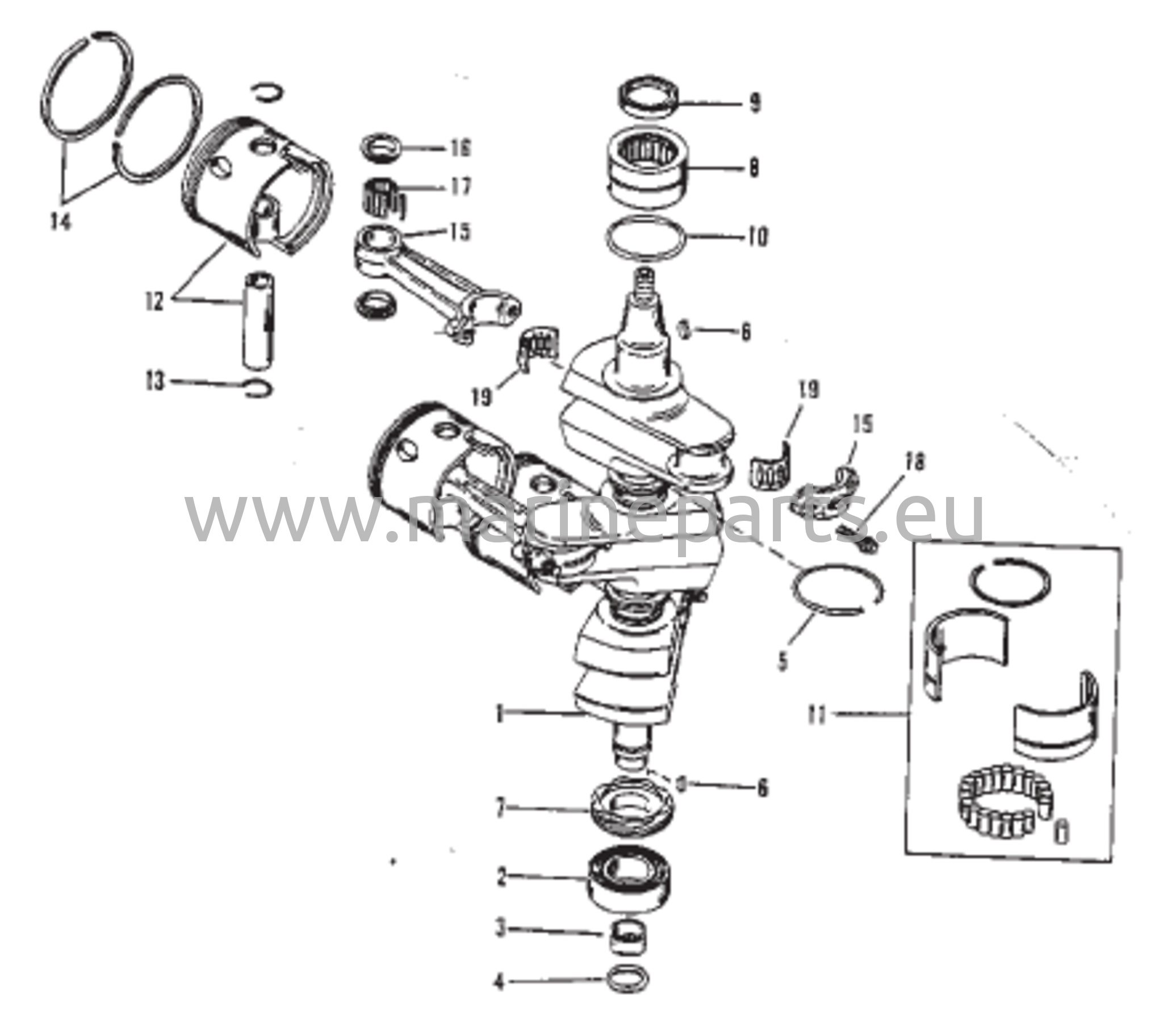Kampiakseli, männät ja yhdystangot (#646-818846)