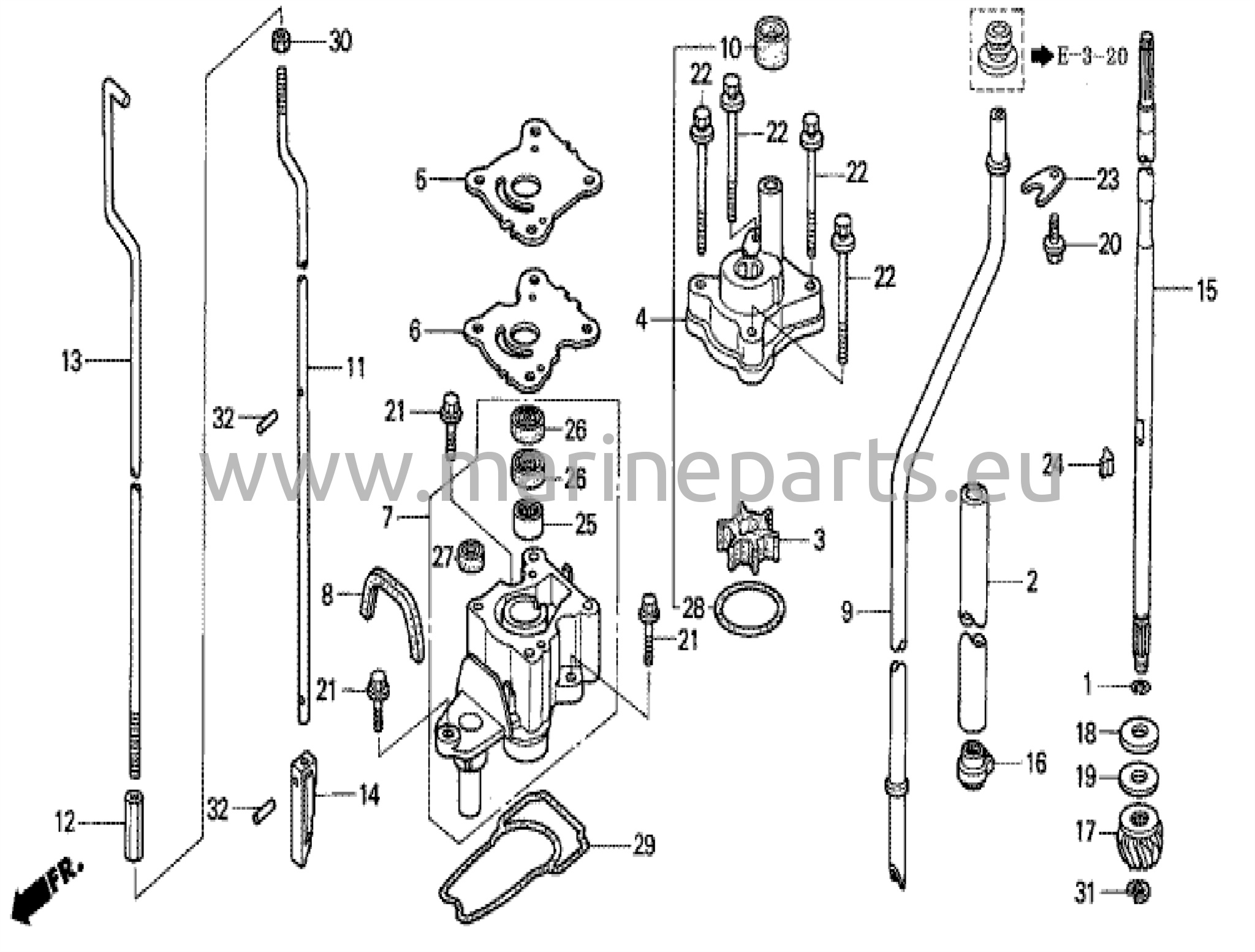 Vattenpump/vertikal axel (UL-storlek)