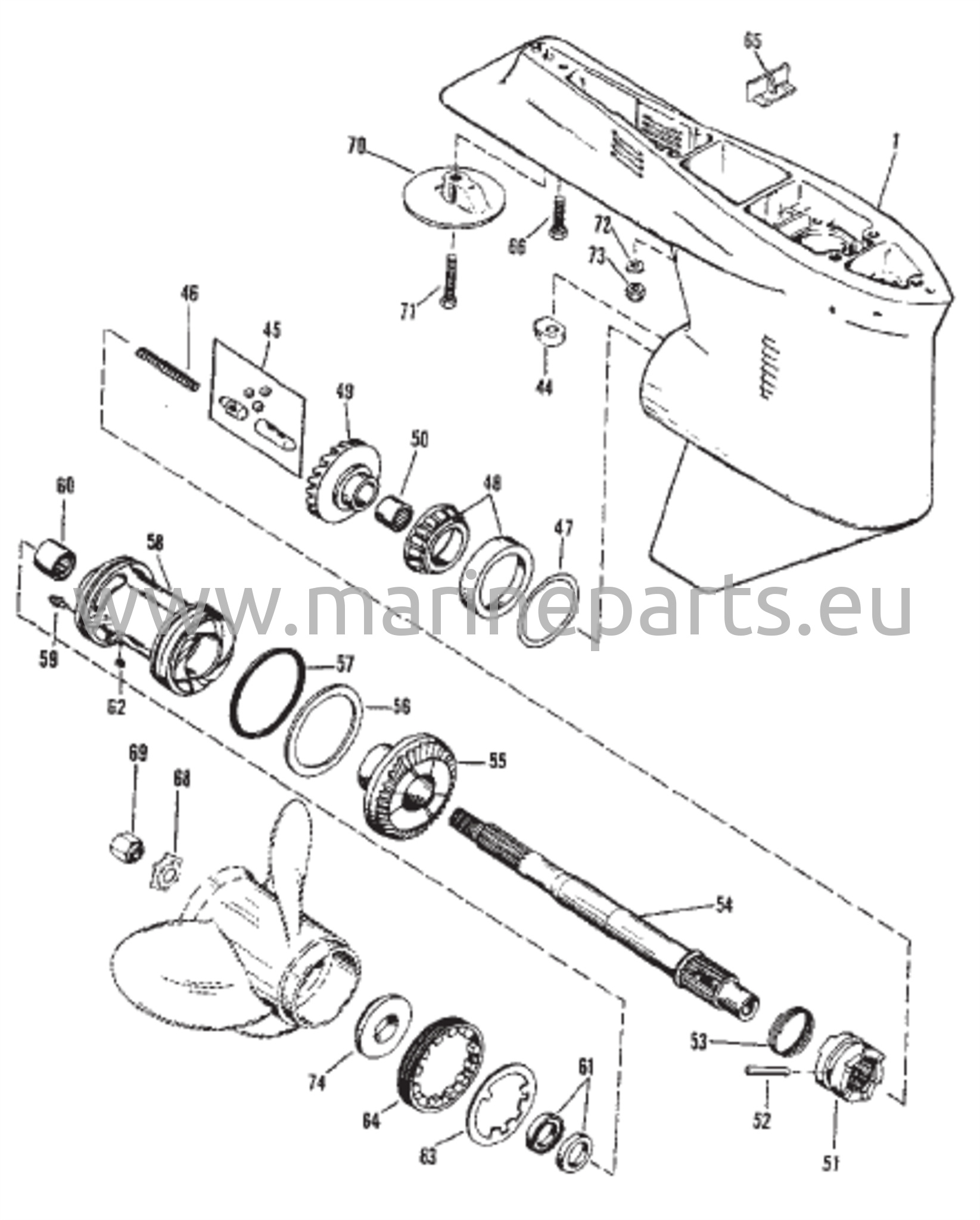 Vaihteiston kotelo potkurin akselille - Valukappaleen numero on 1674-814247C