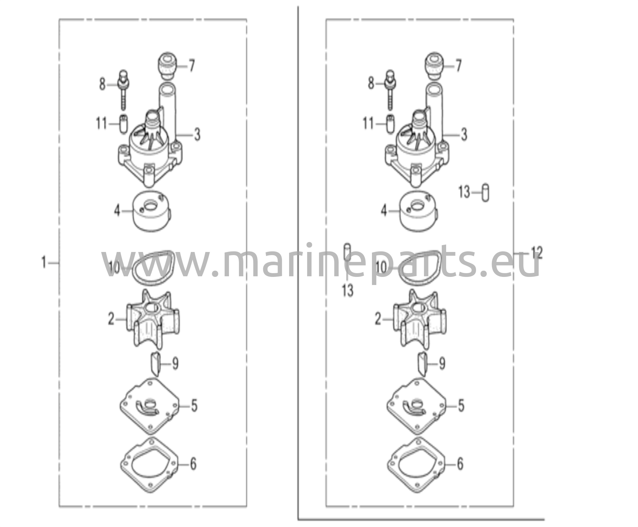 Vesipumpun siipipyöräsarja (2)