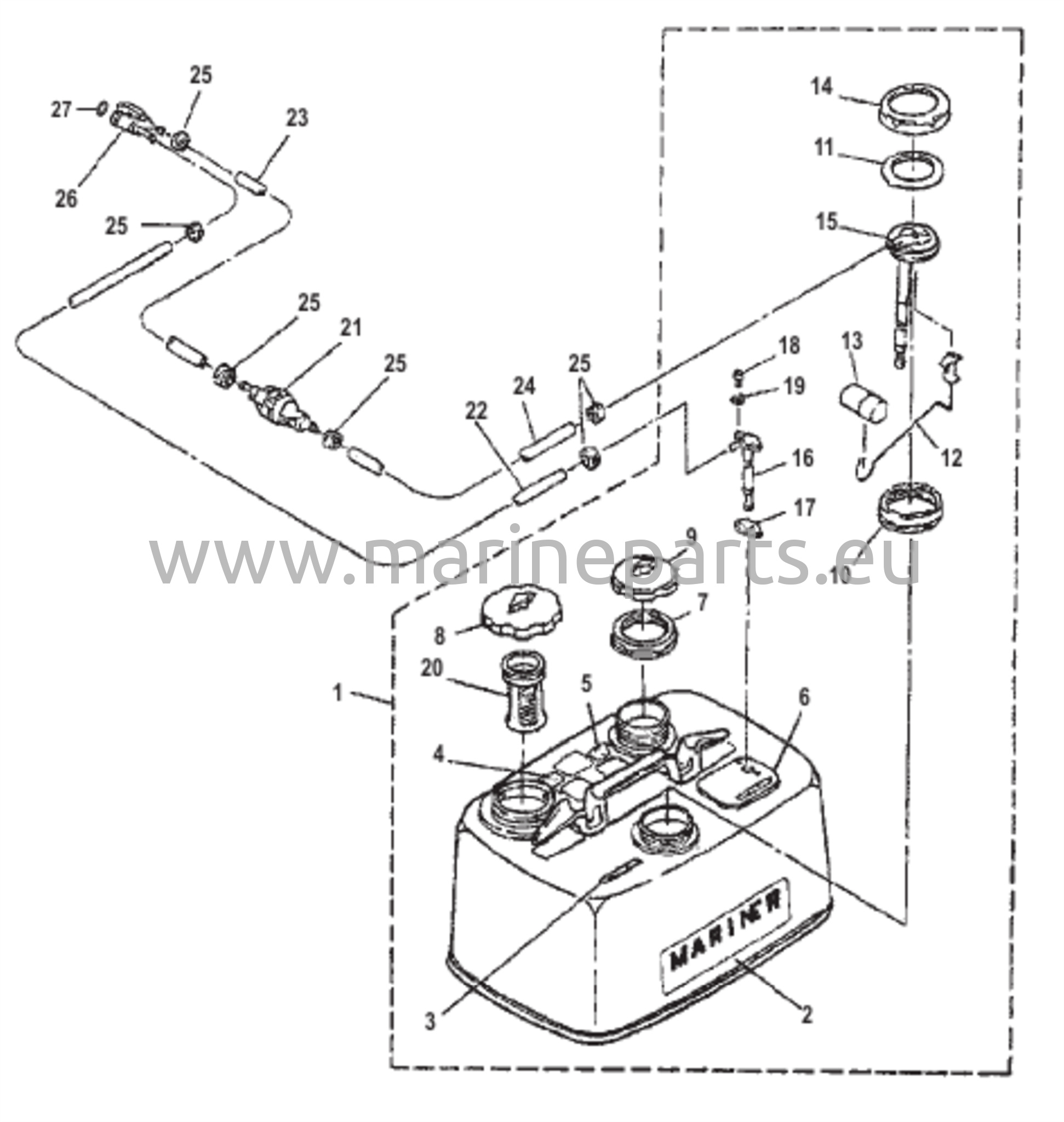 Polttoainesäiliö ja polttoaineputki