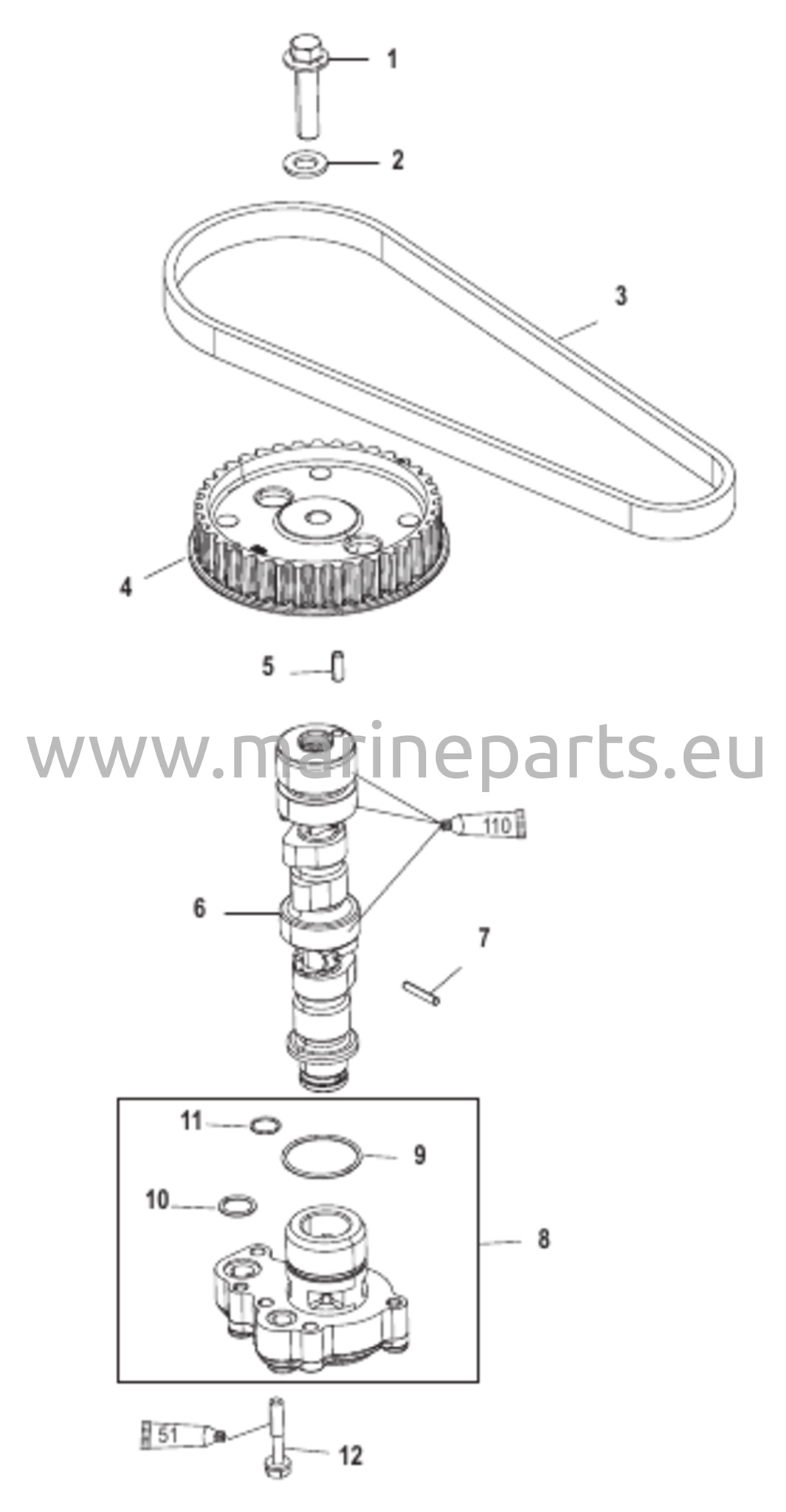 Nokka-akseli/Öljypumppu