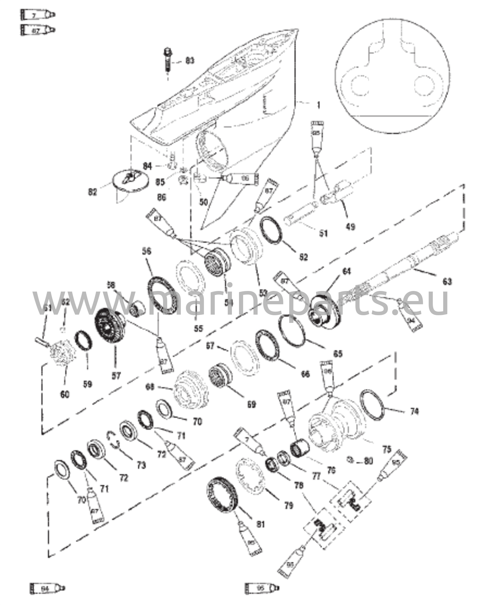 VAIHDEKOTELON KOTELO (PROPULSIOAKSELI) (VASTAKIERROS)