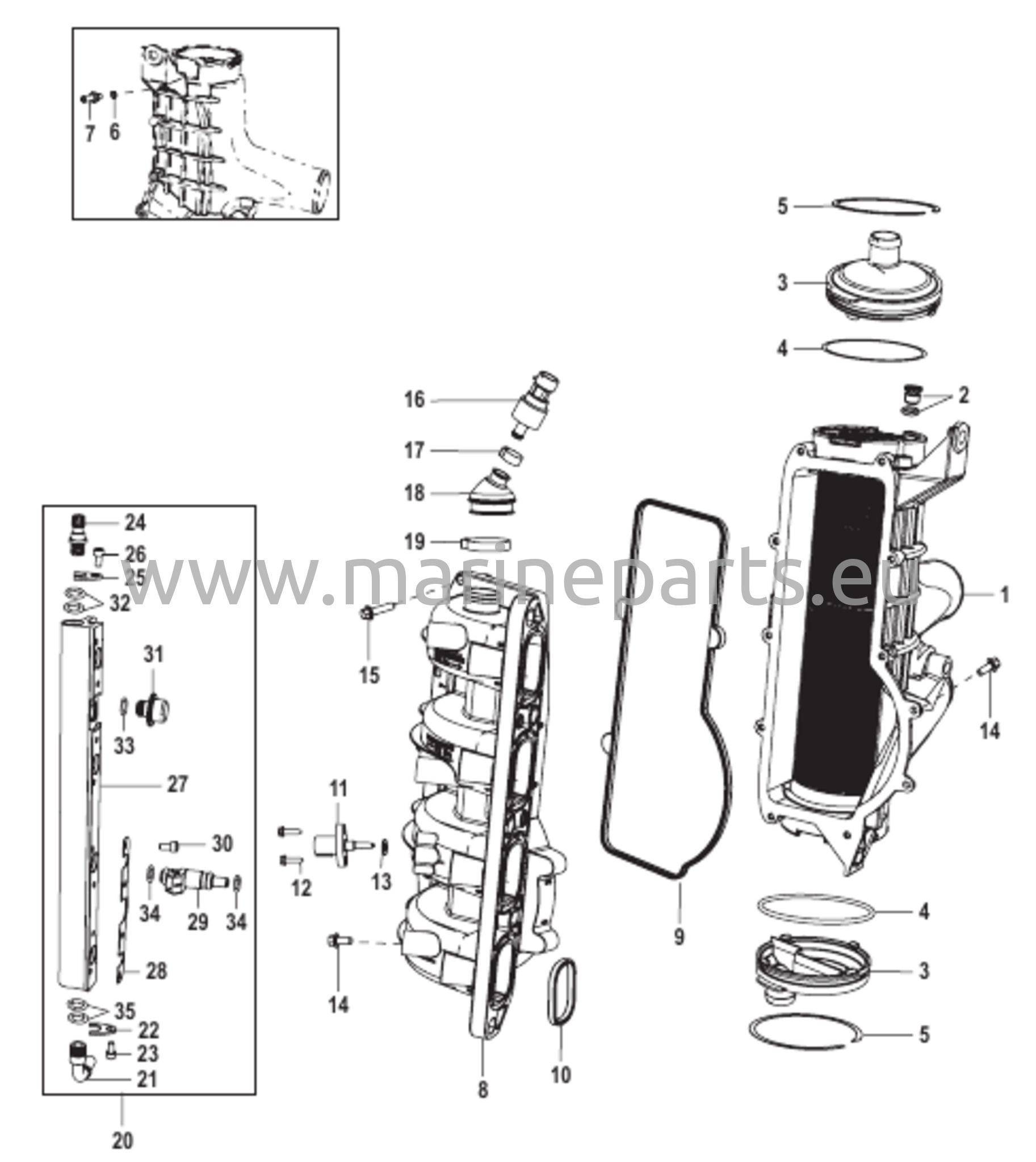 Latausjäähdytin/imusarja (Gen II) päätykansi huollettu