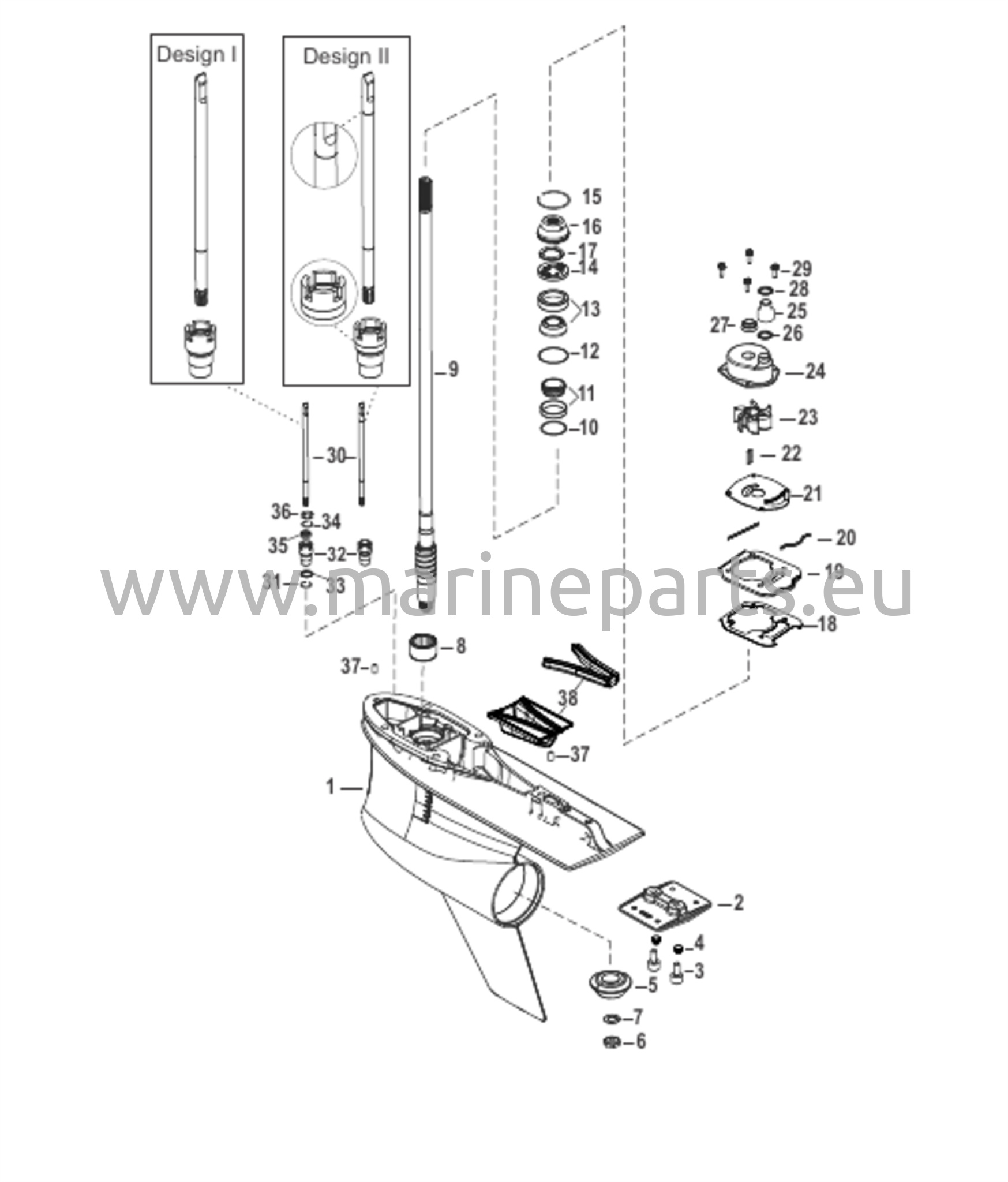 Vaihteiston kotelo, vetoakseli, 5,44 Torpedo, 1,60