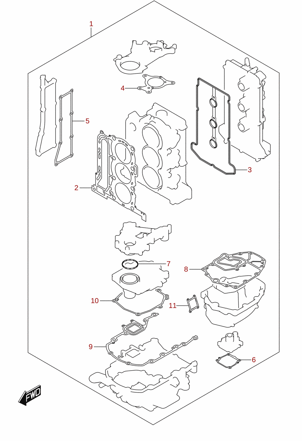 Tihendikomplekt (DF40ASVT, DF50AVT, DF50AVTH, DF60AVT, DF60AVTH) (lisavarustus)