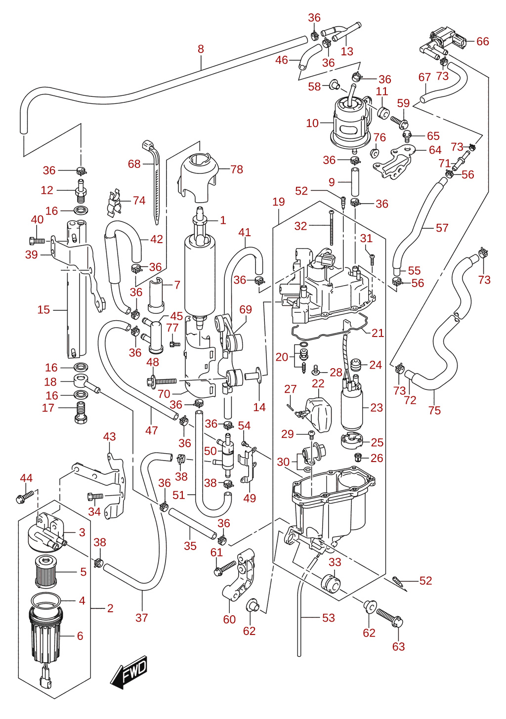 Fuel pump / fuel vapor separator (DF250ST)