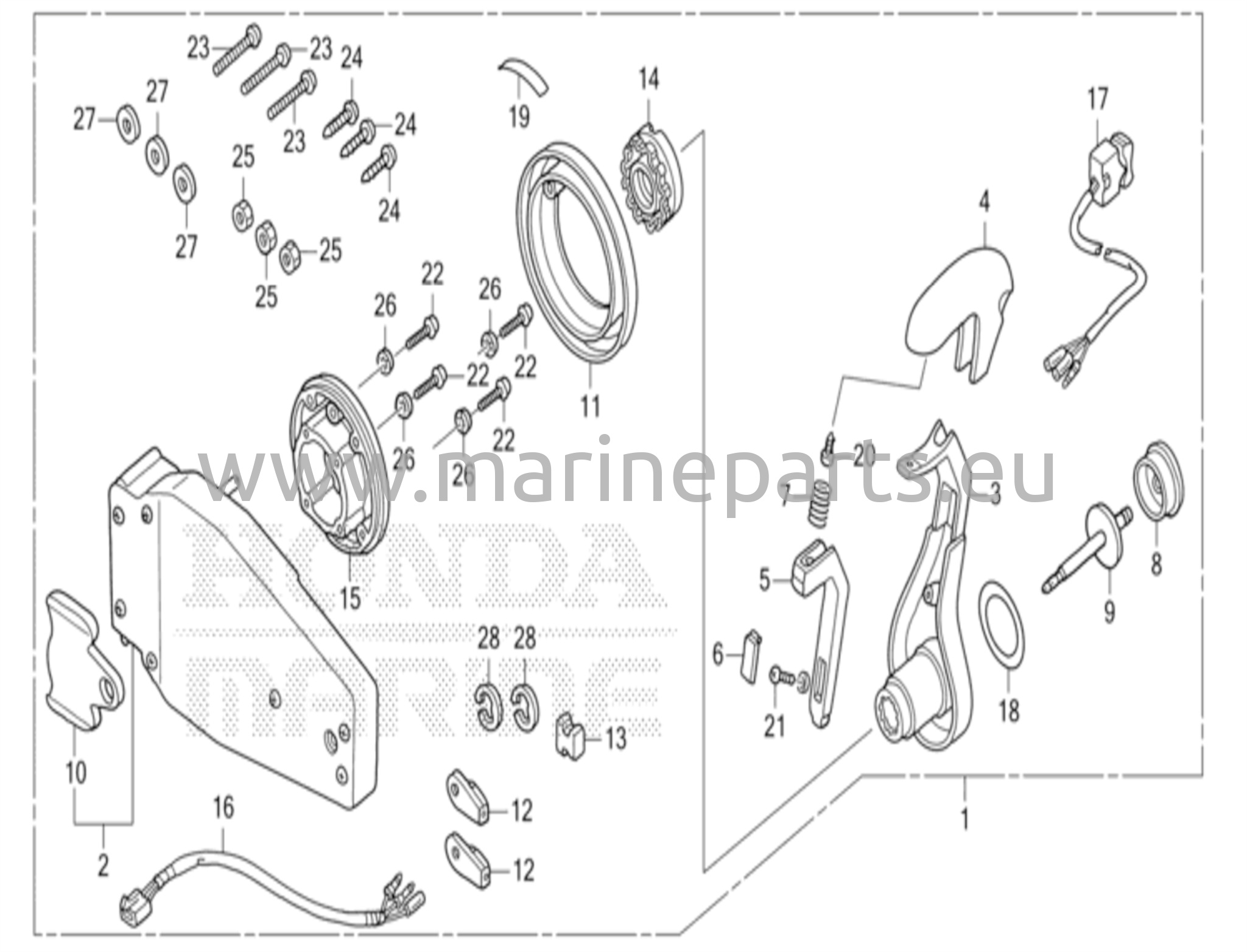 Kaukosäädin (uppoasennustyyppi) (vasen)