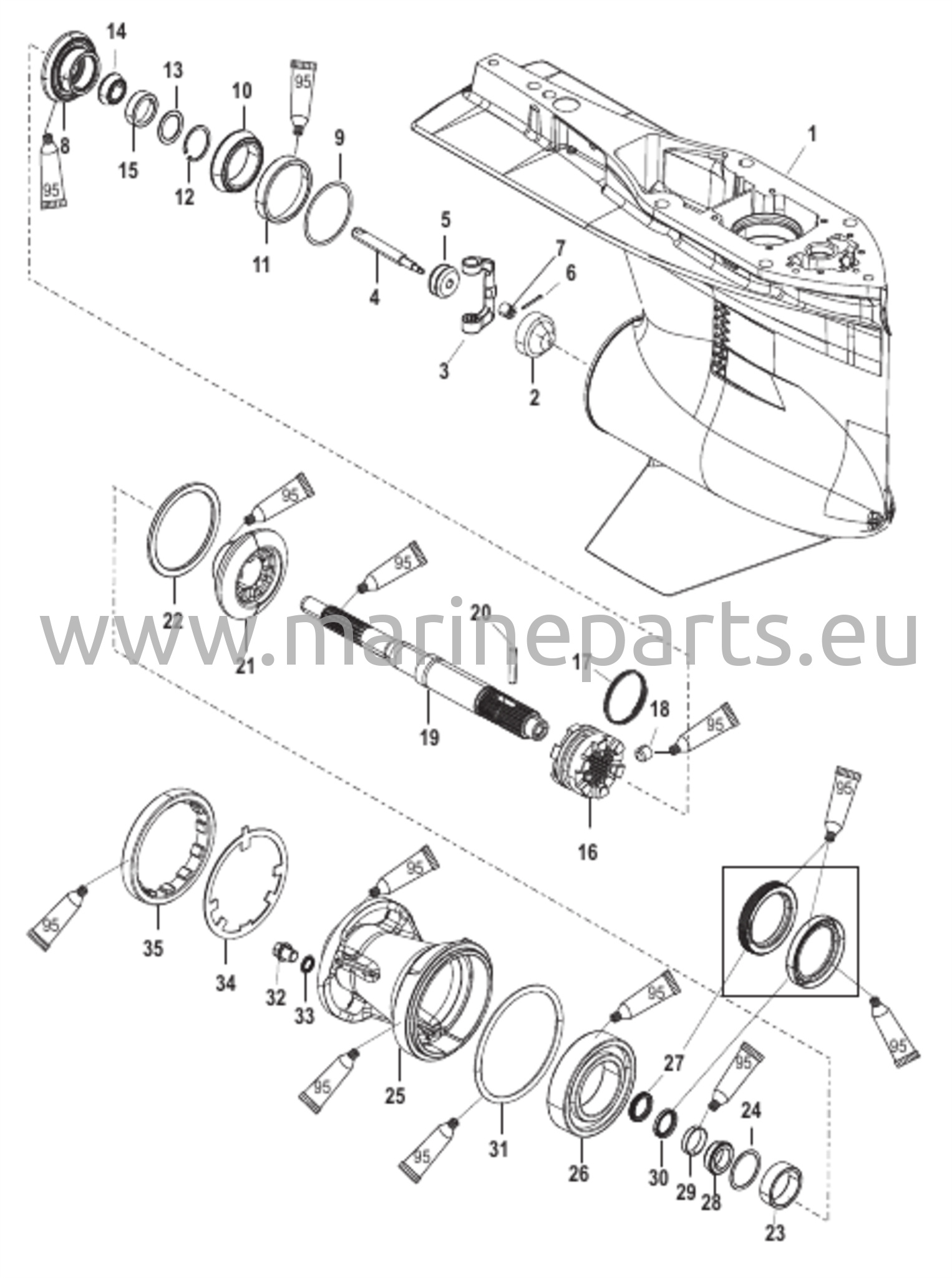 Växelhuskåpa Propelleraxel 2B026817 och uppåt