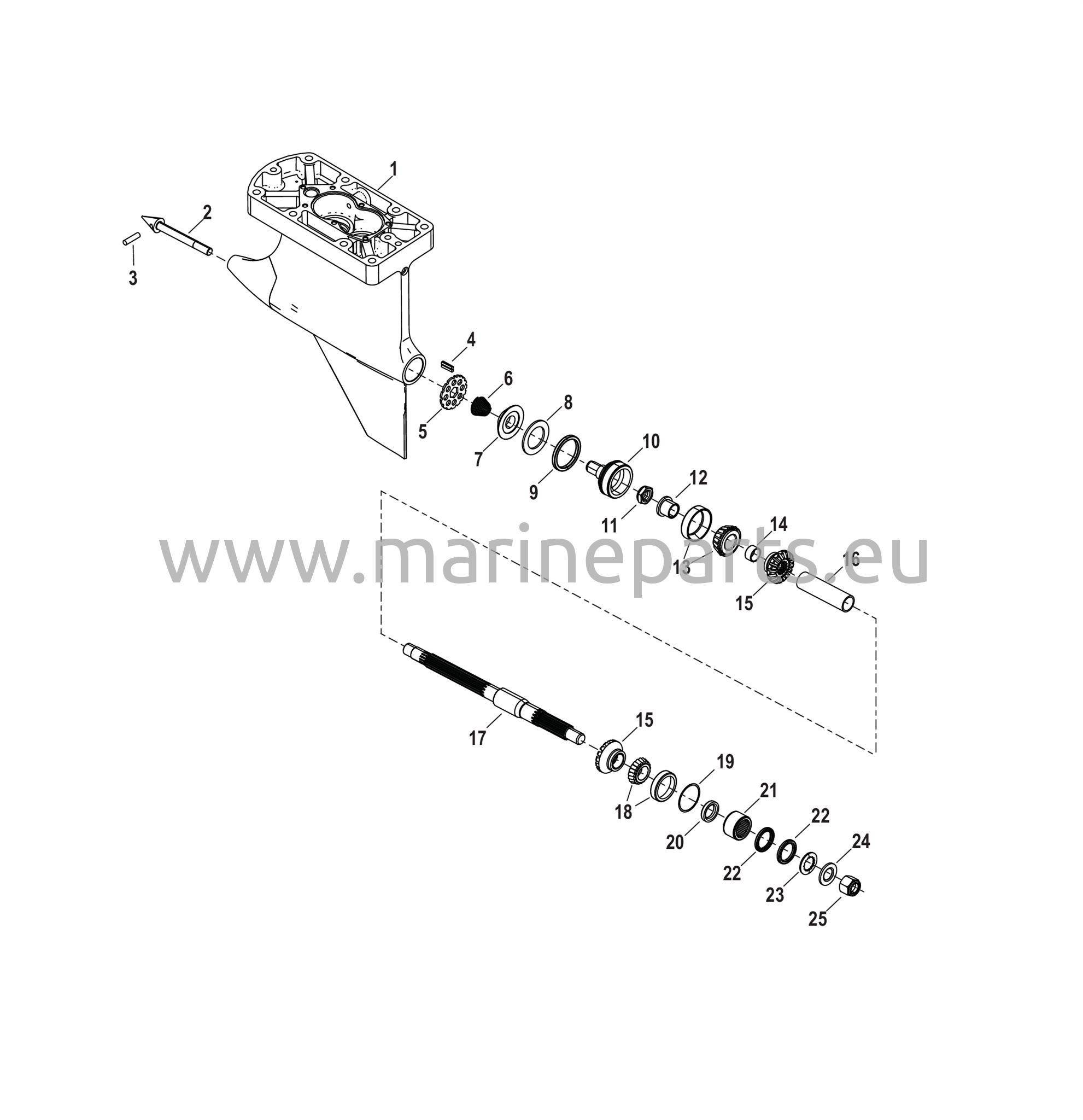 Vaihteiston kotelo, potkuriakseli