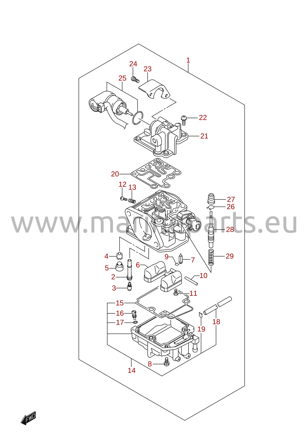 Karburator (manuel start) (M-starter) (DF25) (ekstraudstyr)